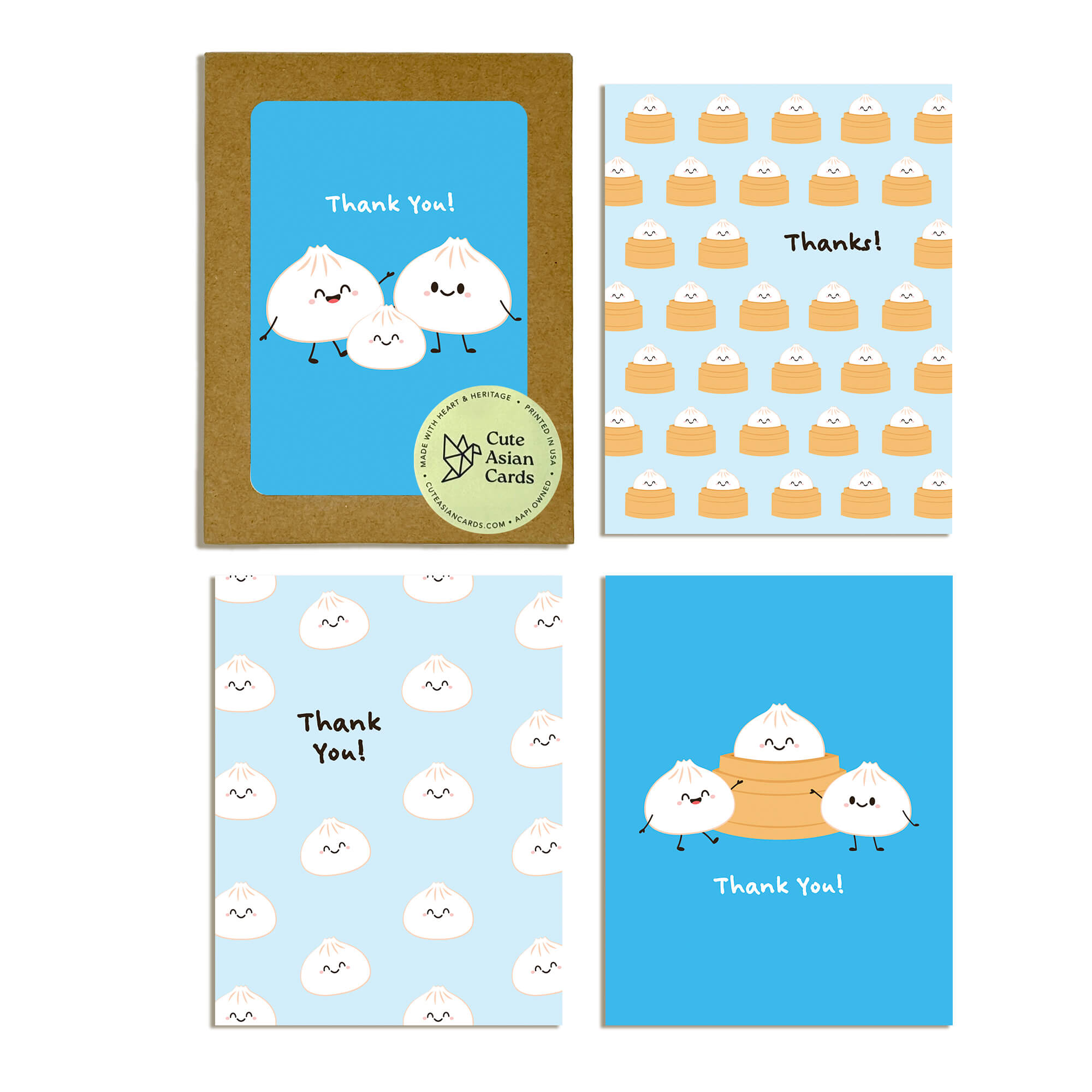 Blue Dumpling Baby Shower Thank You Cards | 1st Birthday Xiao Long