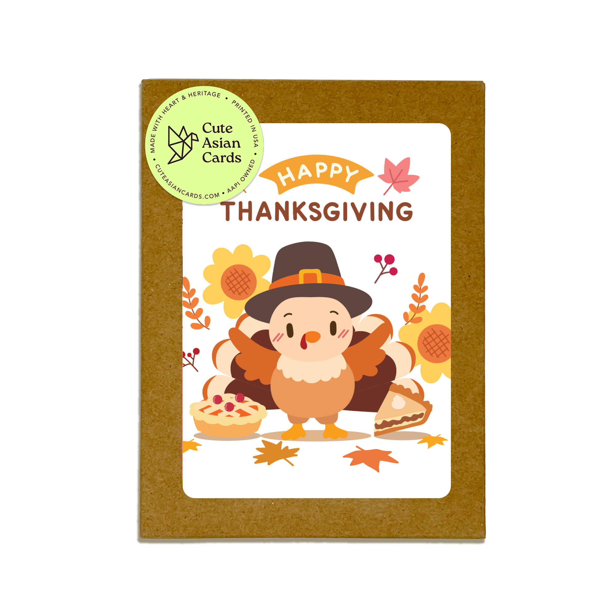 Pilgrim 8 Assorted Thanksgiving Cards | Cute Turkey Asian Greetings Boxed Set