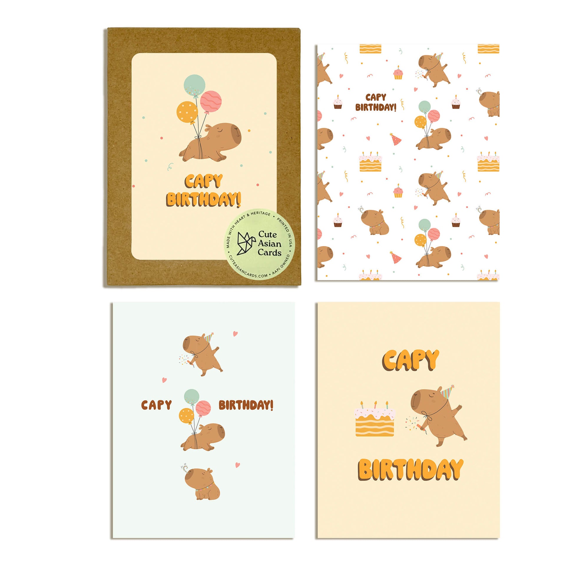 Capy Birthday 8 Assorted Birthday Cards | Capybara Boxed Greetings
