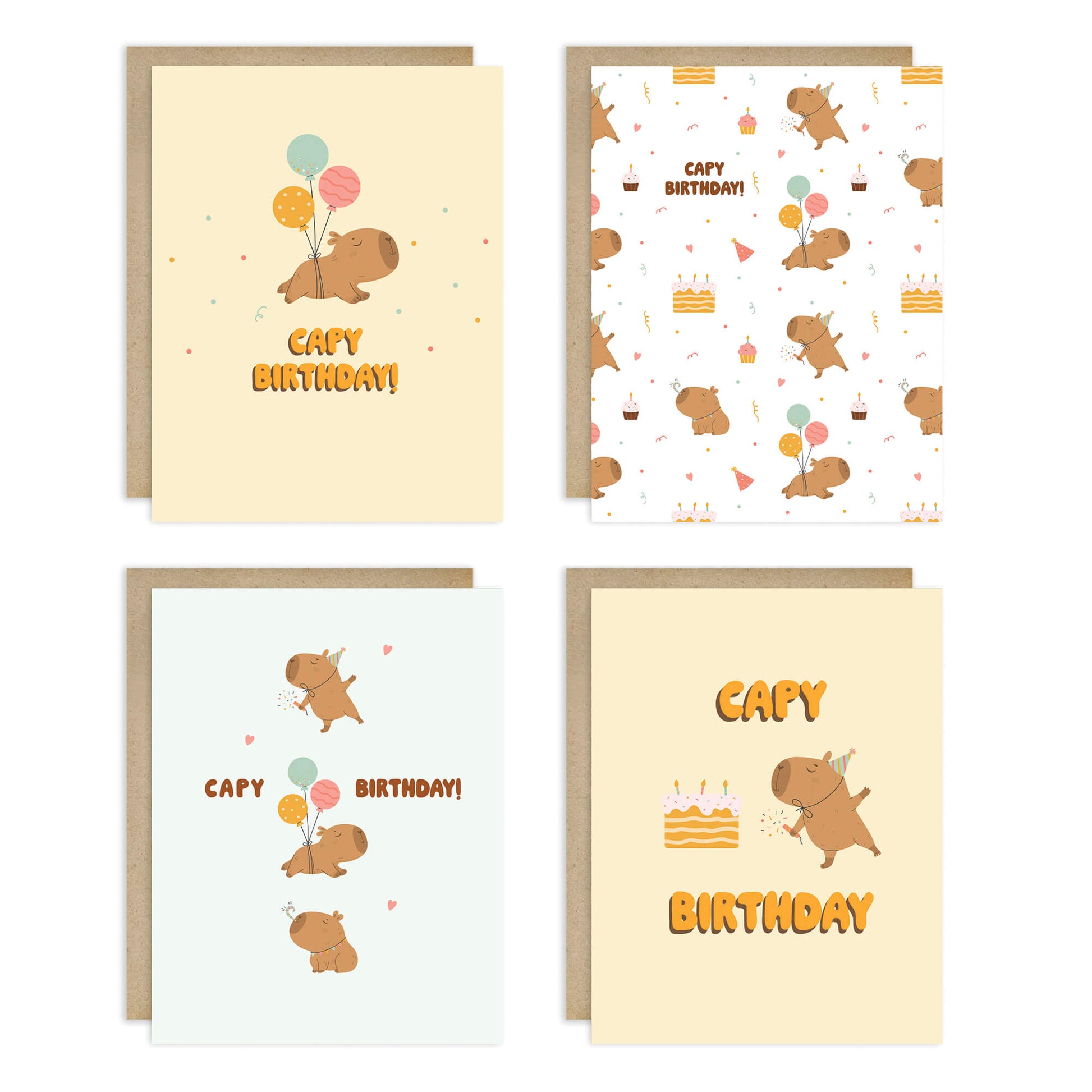 Capy Birthday 8 Assorted Birthday Cards | Capybara Boxed Greetings