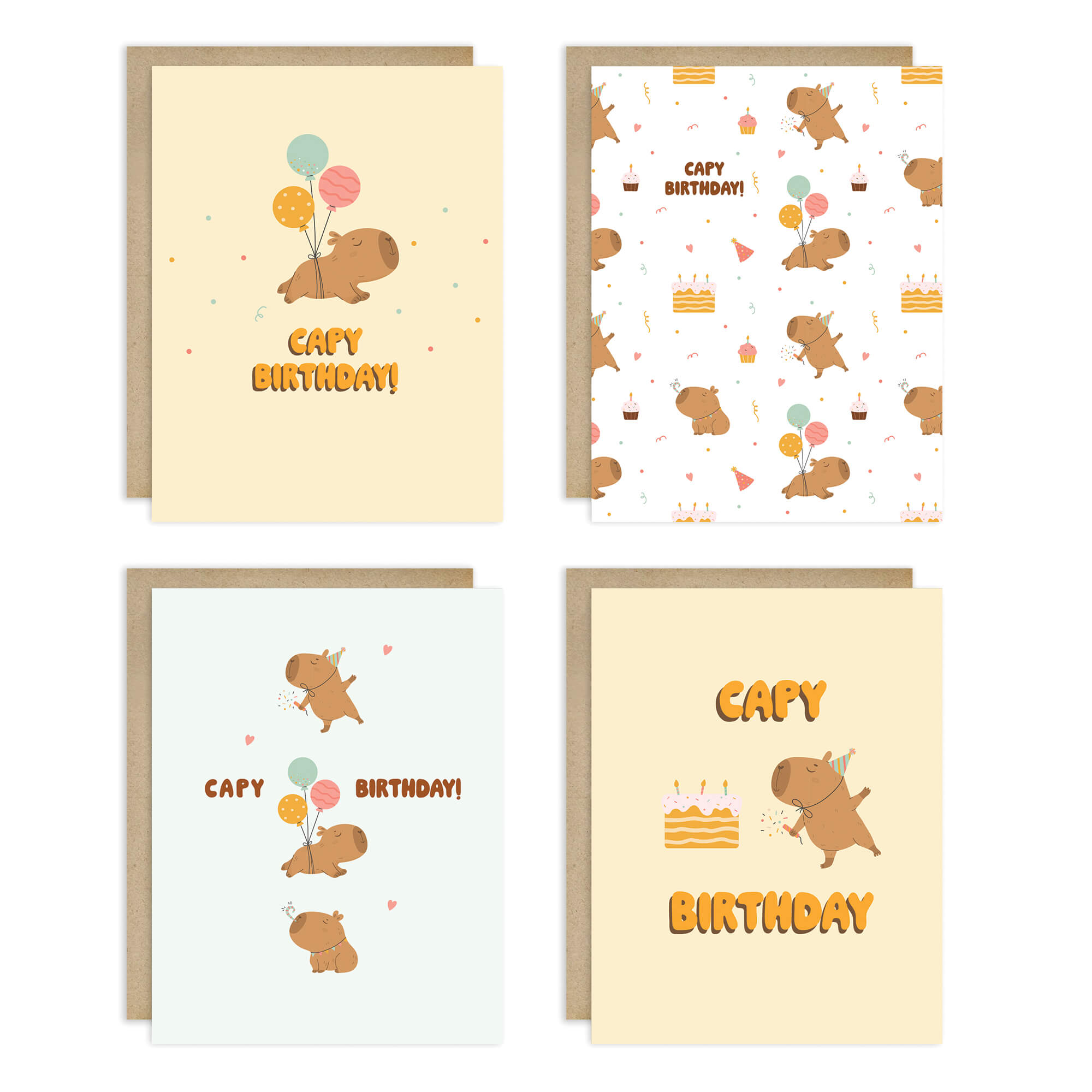 Capy Birthday 8 Assorted Birthday Cards | Capybara Boxed Greetings