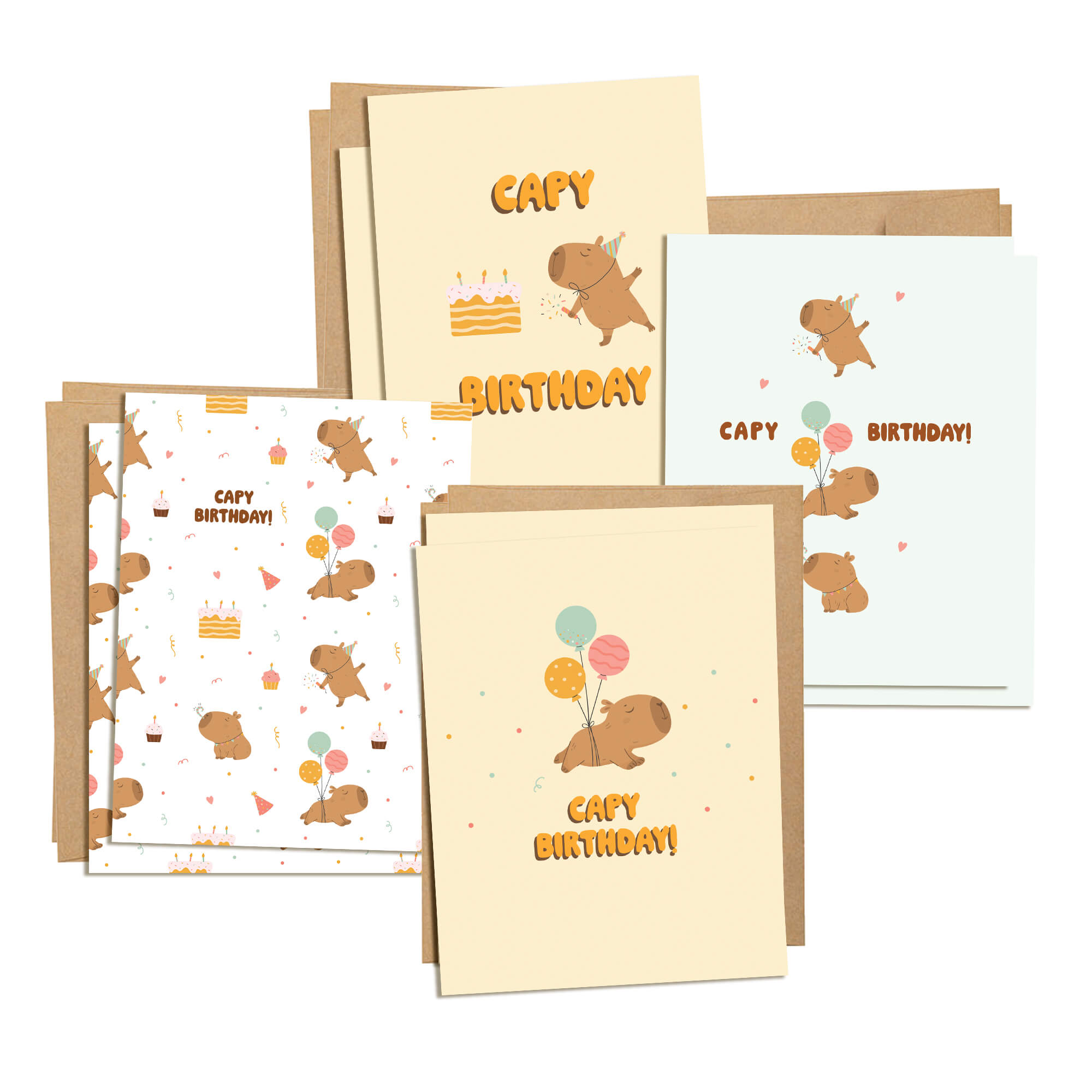 Capy Birthday 8 Assorted Birthday Cards | Capybara Boxed Greetings