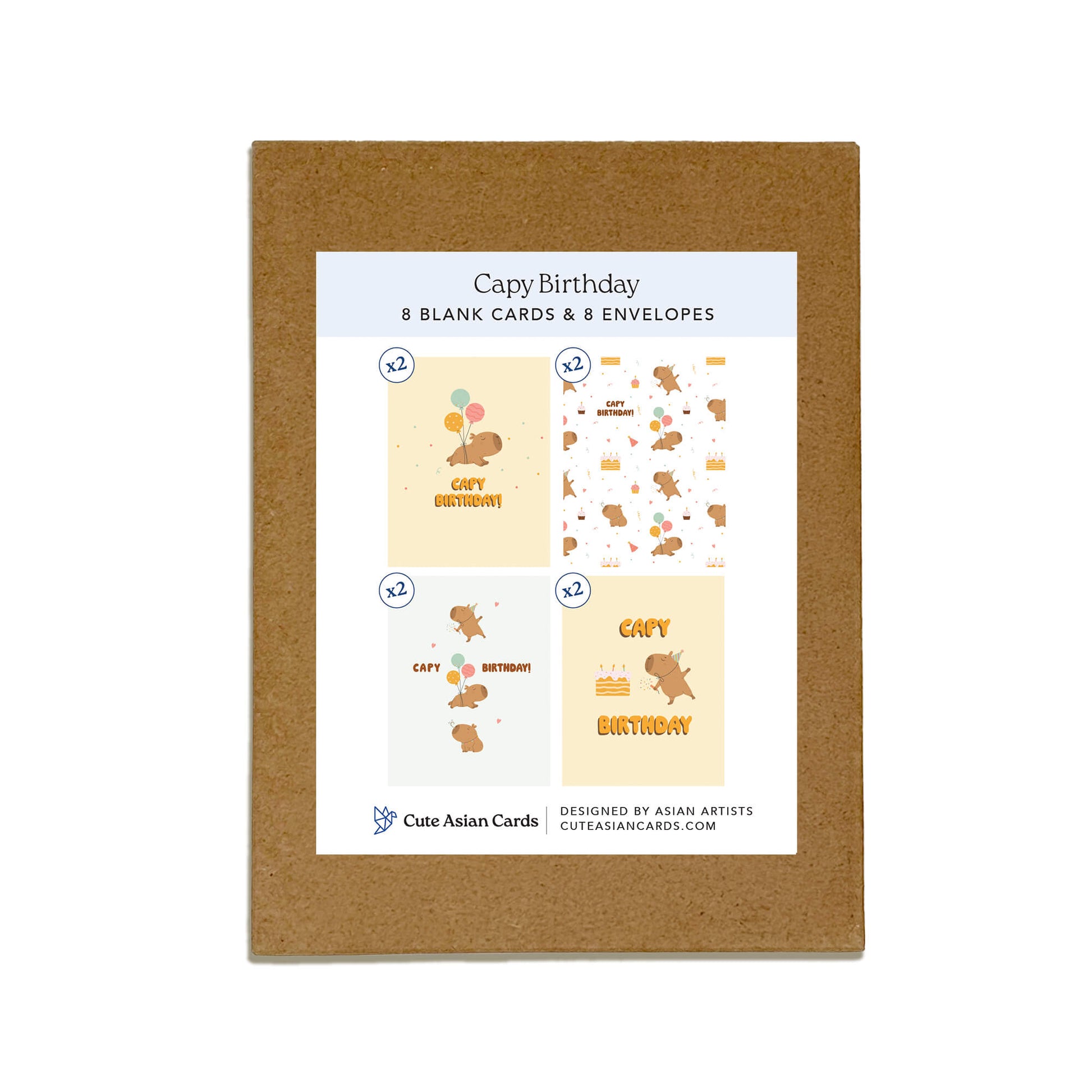Capy Birthday 8 Assorted Birthday Cards | Capybara Boxed Greetings