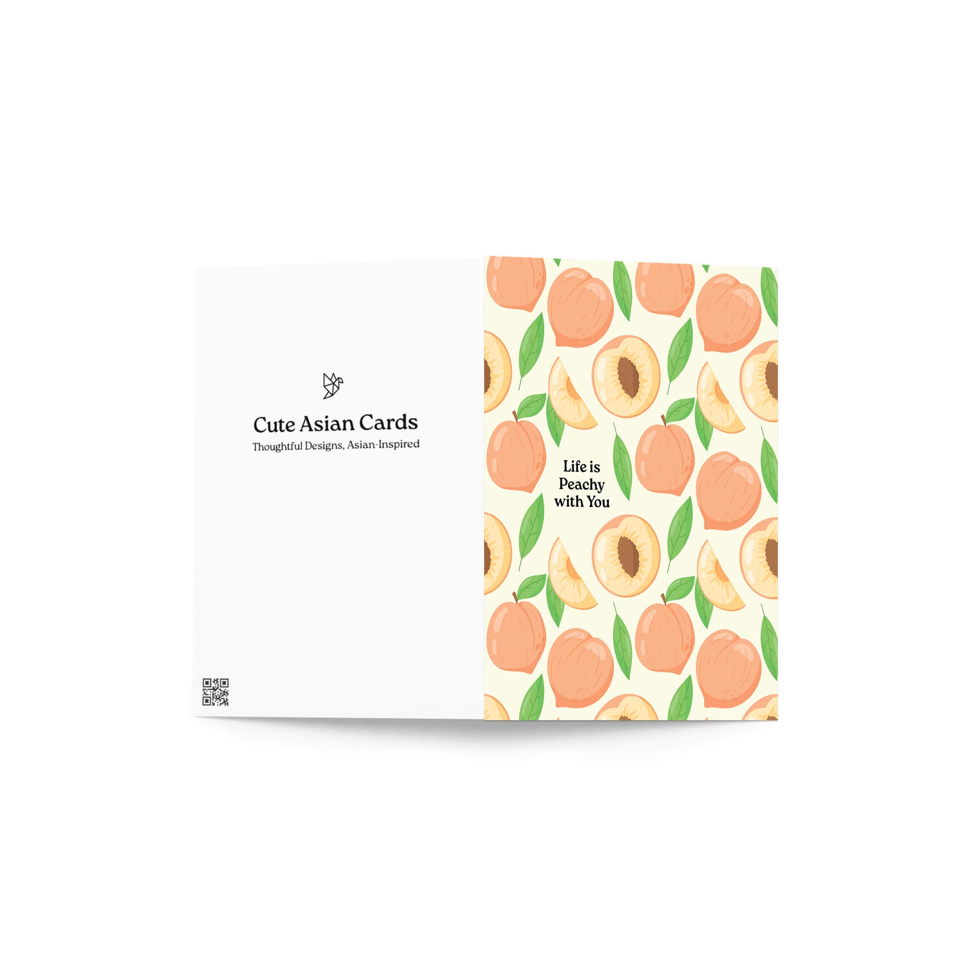 Card with peach pattern and text 'Life is Peachy with You' on a white background