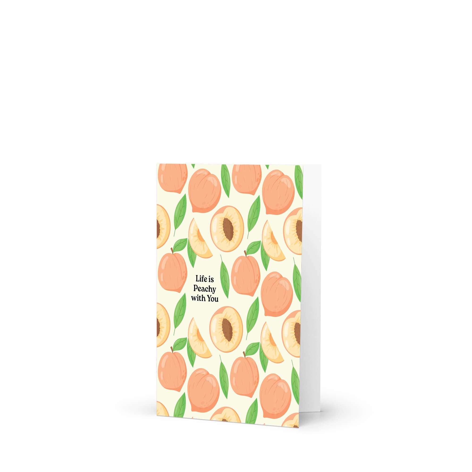asian greeting card with peach design and 'Life is Peachy with You' text on a white background
