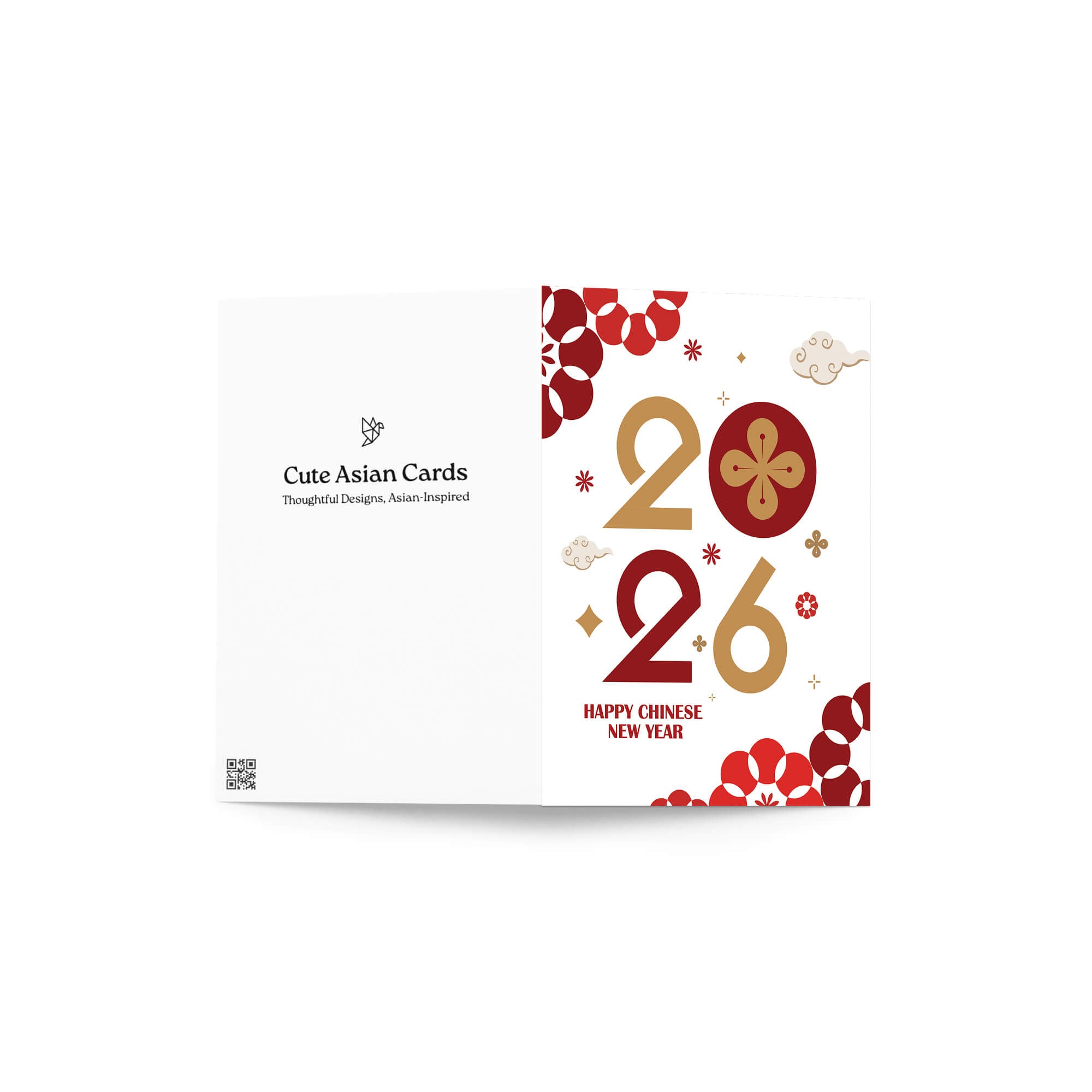 lunar Greeting card with 'Happy Chinese New Year' text and decorative numbers on a white background