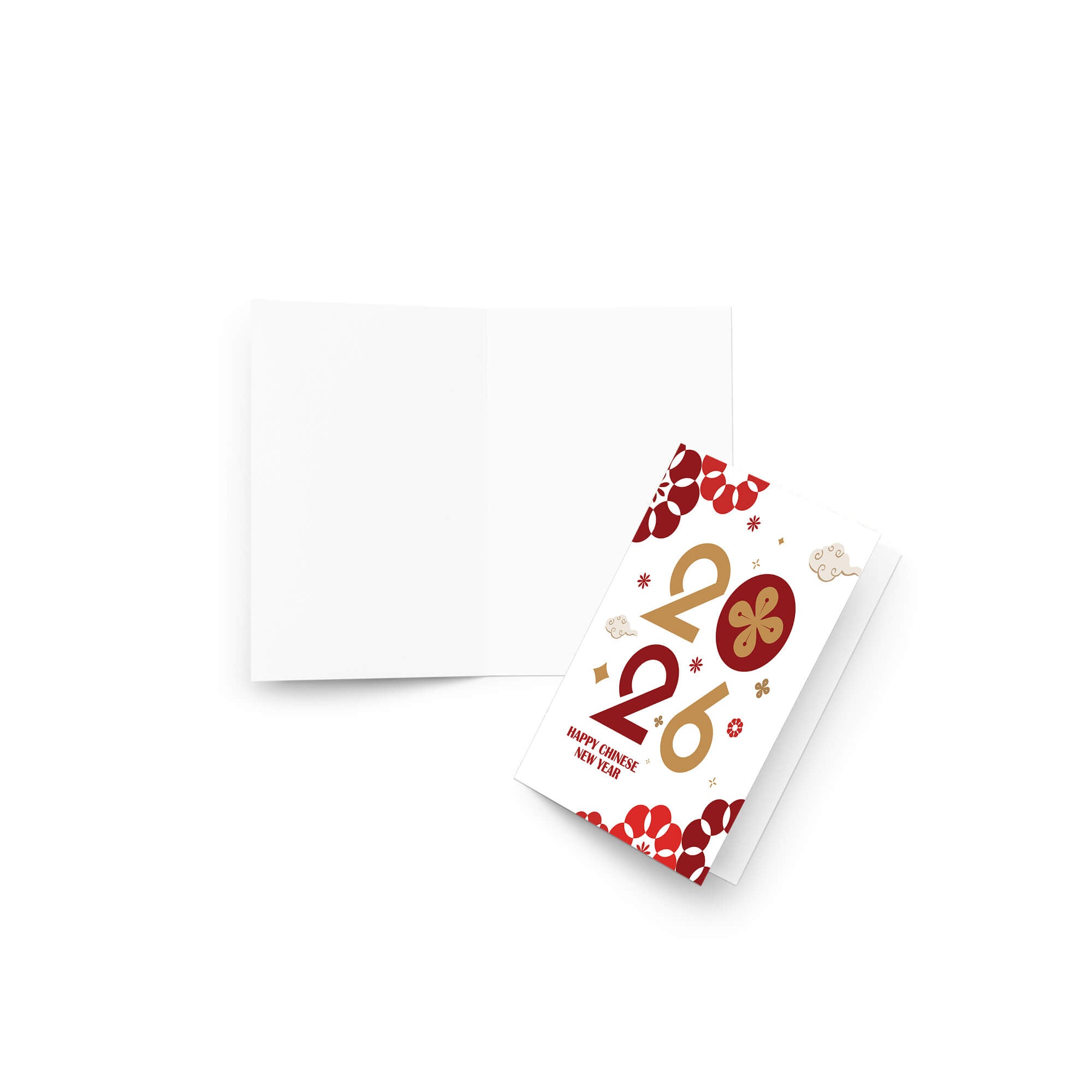 lunar Greeting card with 'Happy Chinese New Year' text and decorative numbers on a white background