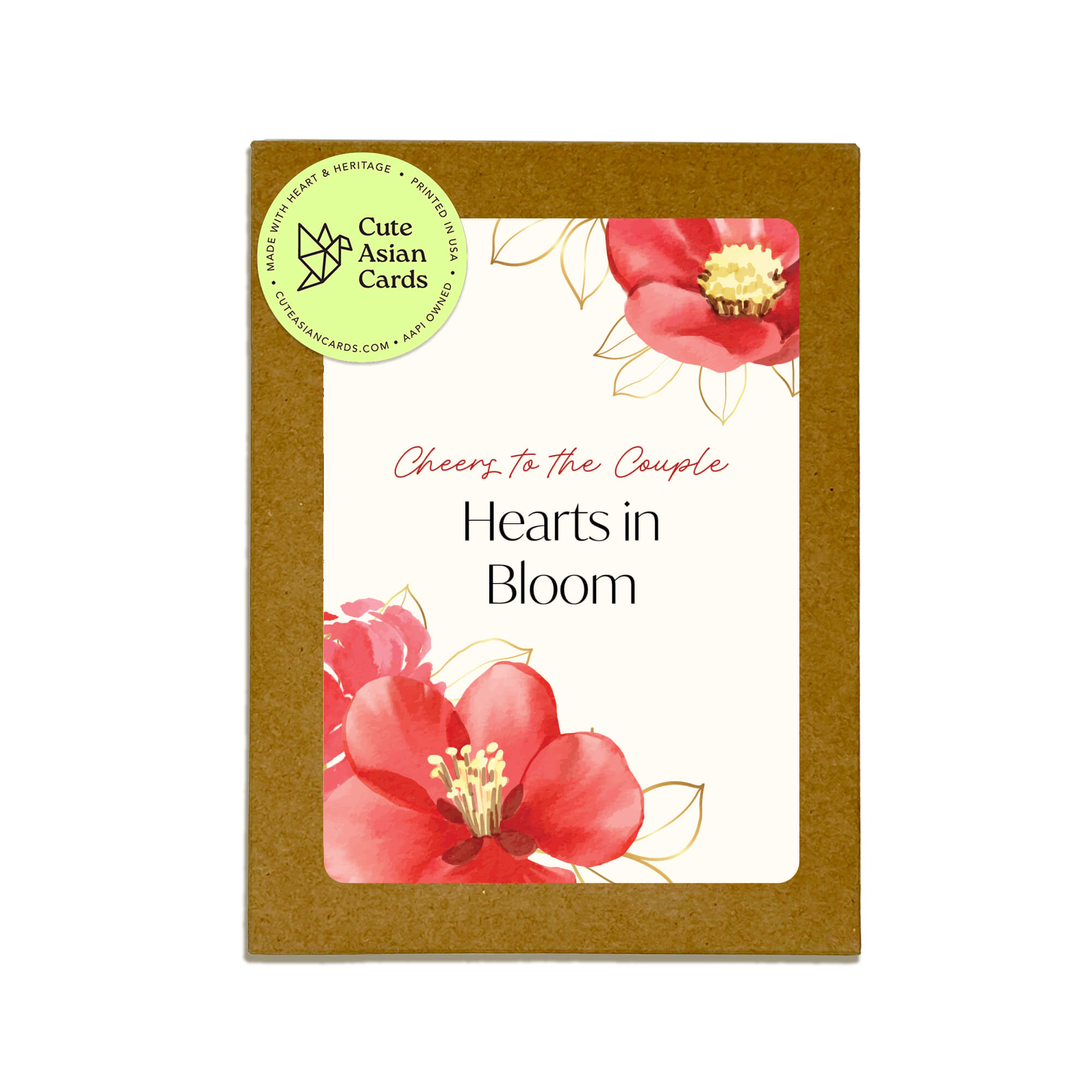 Love Blooms 8 Assorted Asian Wedding Cards | Red & Gold Boxed Set