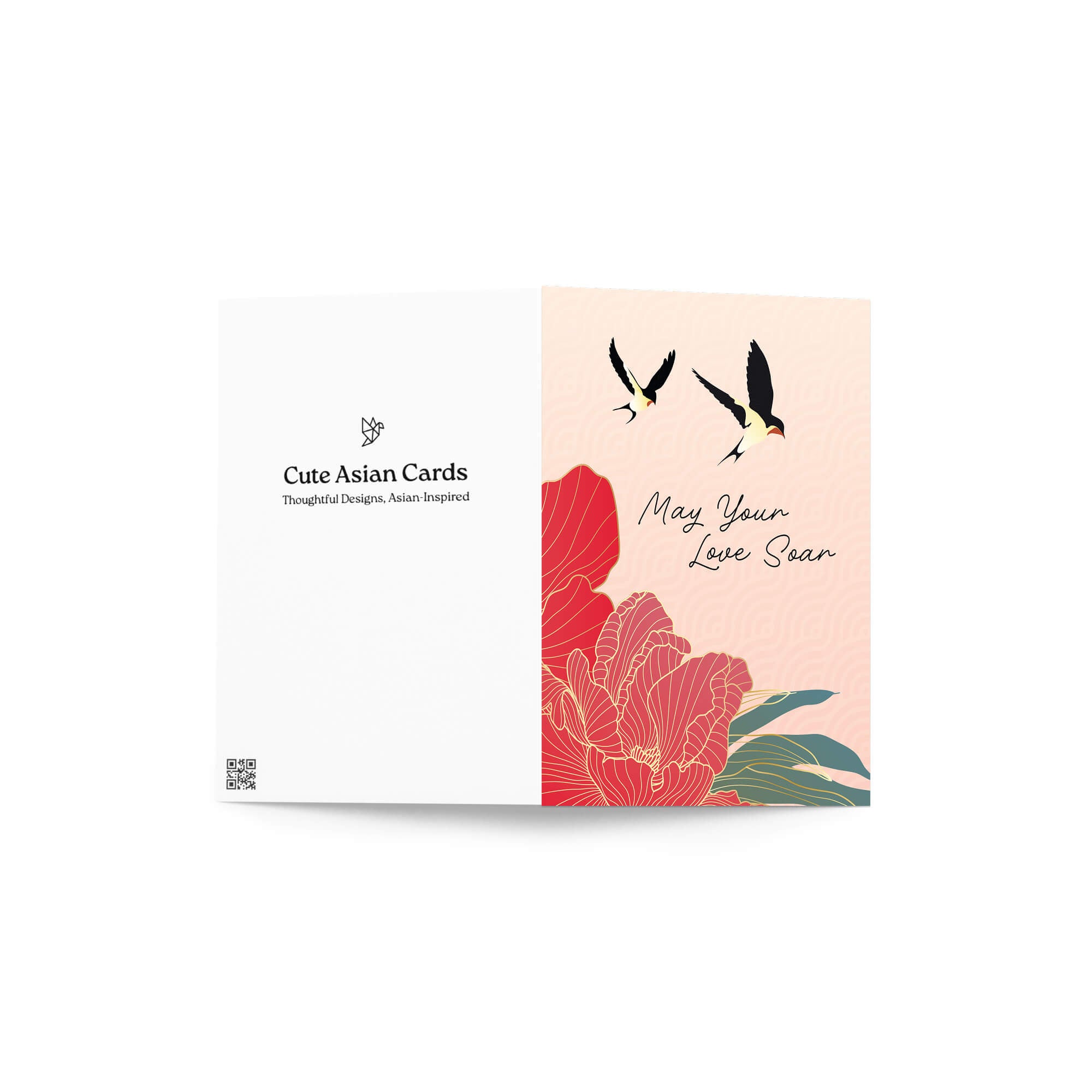 Card with floral design and text on a white background