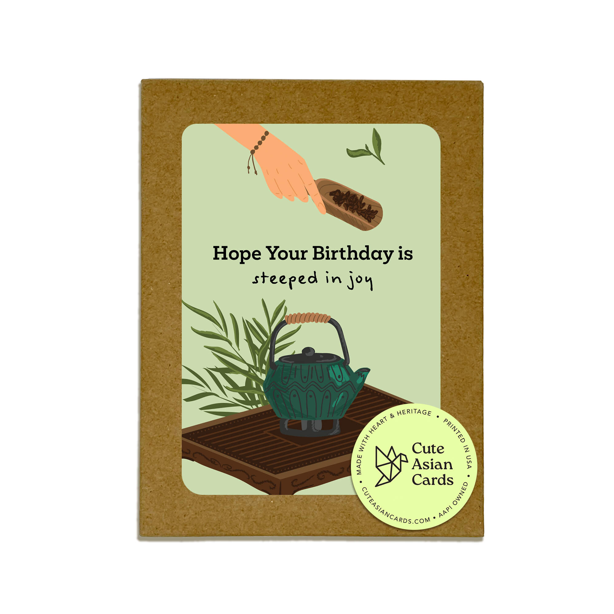 Green Tea 8 Assorted Birthday Cards | Asian Pack of Greetings Box Set