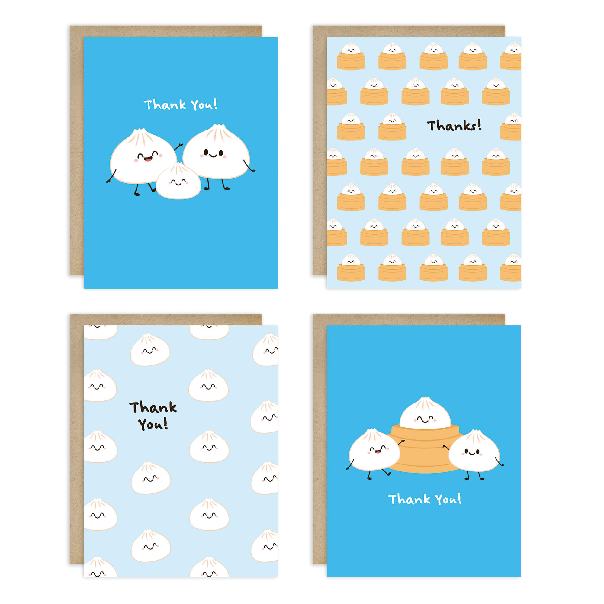 Blue Dumpling Baby Shower Thank You Cards | 1st Birthday Xiao Long