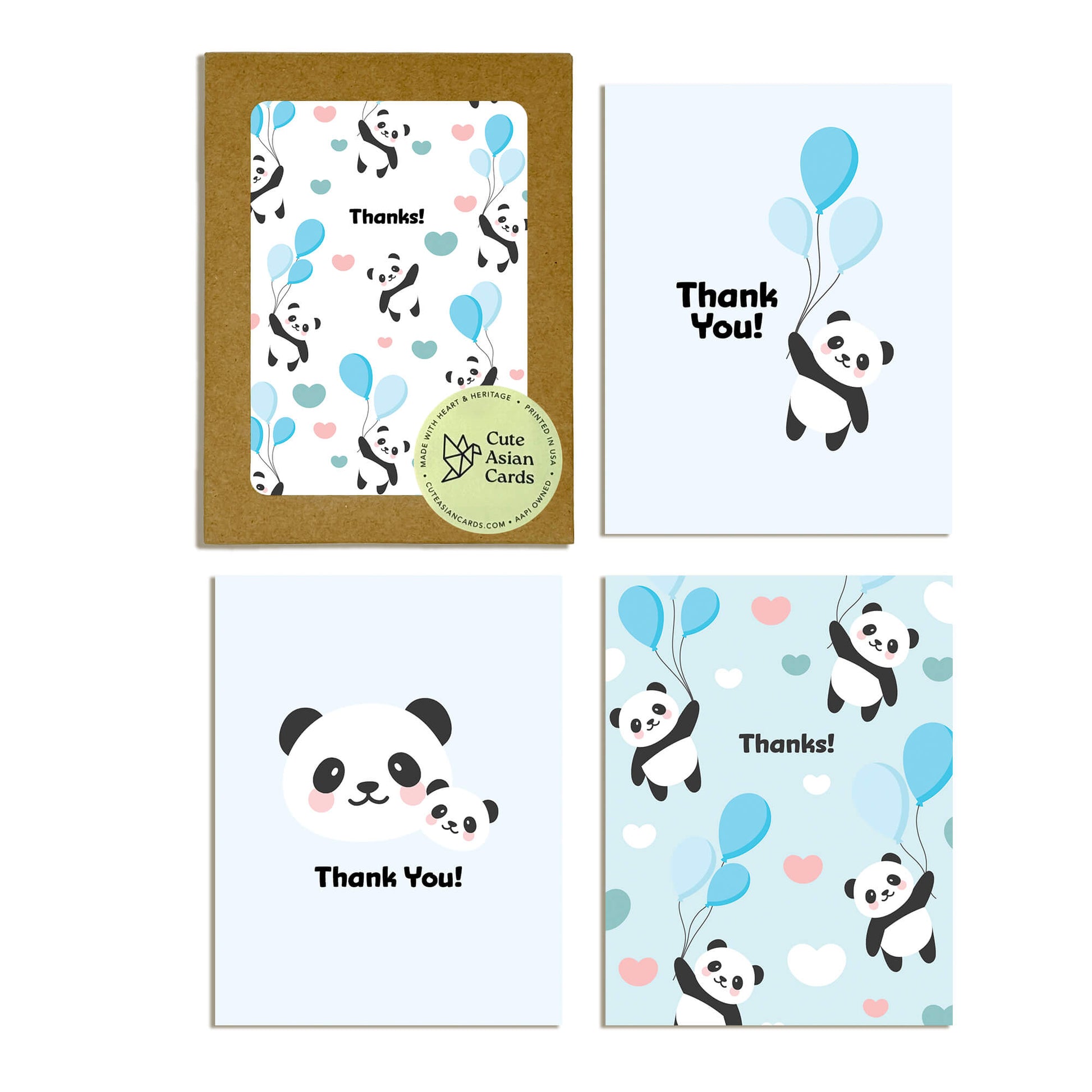 blue panda cute baby shower thank you cards 1st birthday assorted greeting cards pack boxed set