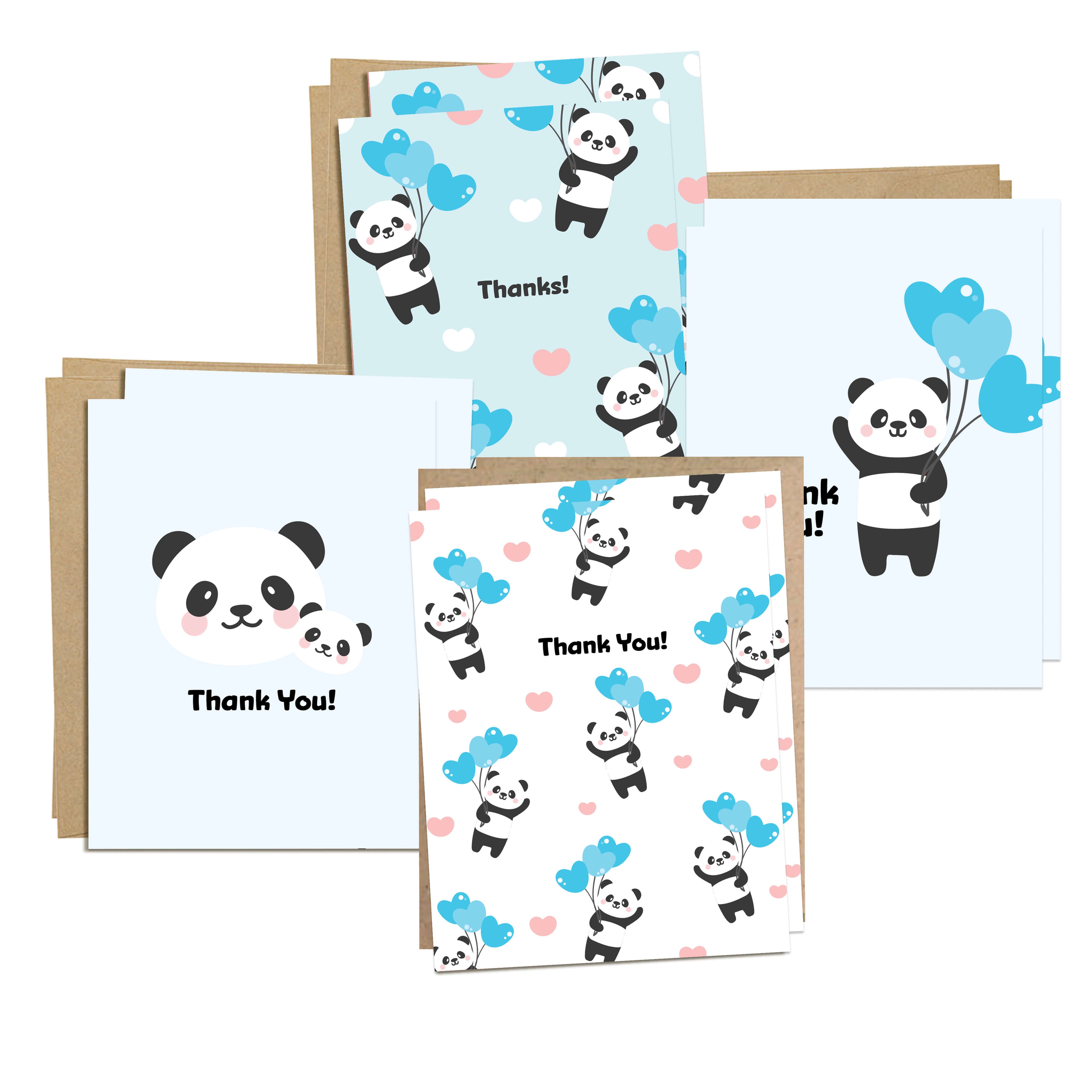 blue panda cute baby shower thank you cards assorted boxed set pack of blank notes