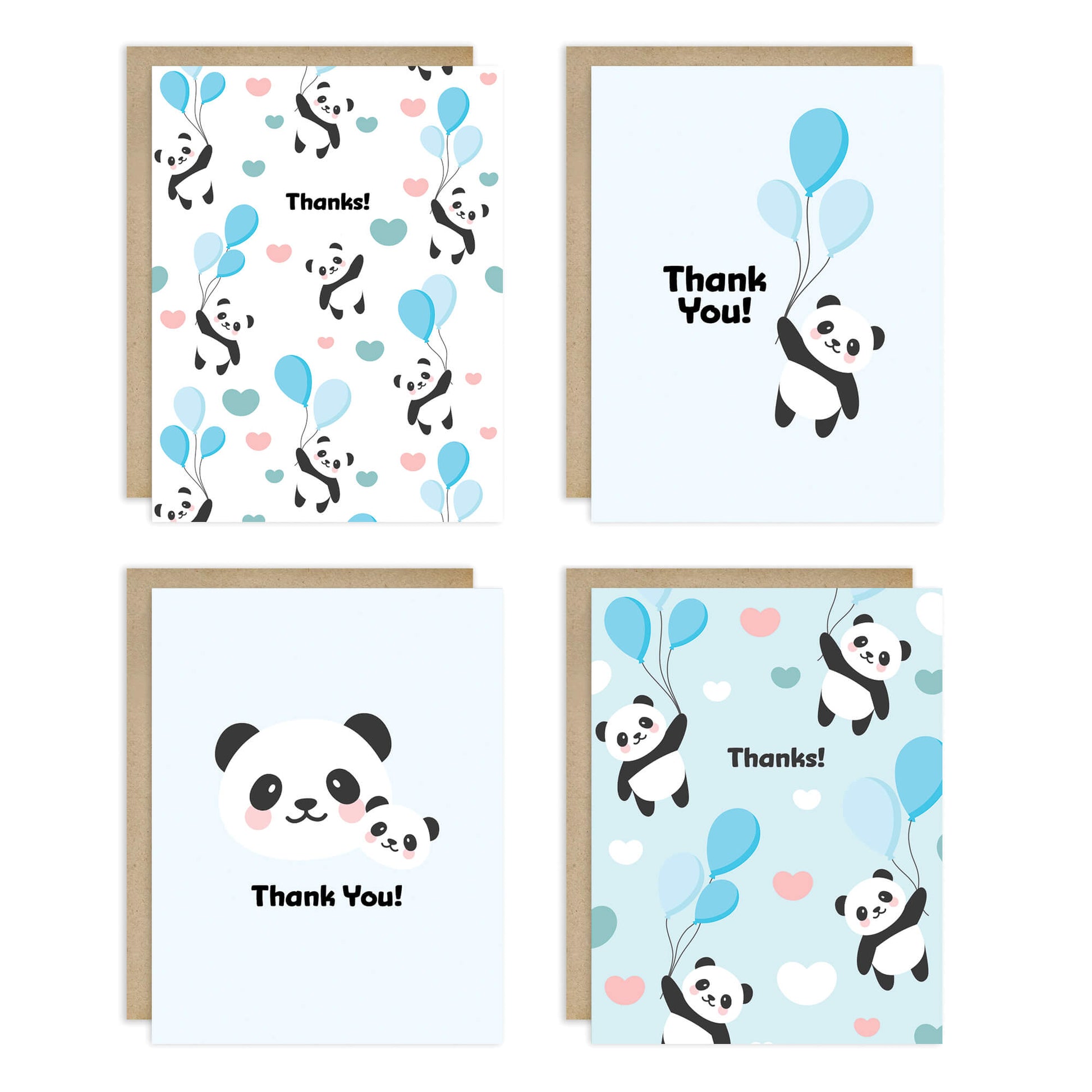 blue panda cute baby shower thank you cards 1st birthday assorted greeting cards pack boxed set