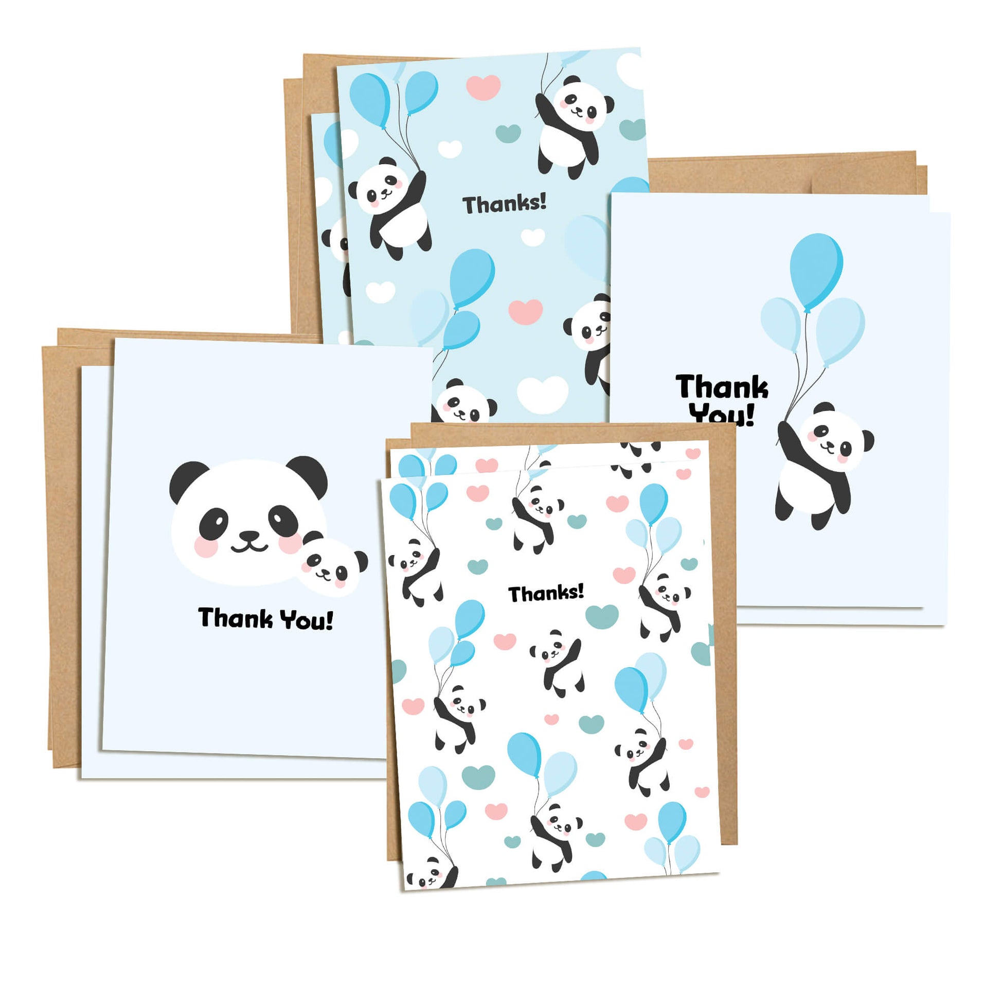 blue panda cute baby shower thank you cards 1st birthday assorted greeting cards pack boxed set