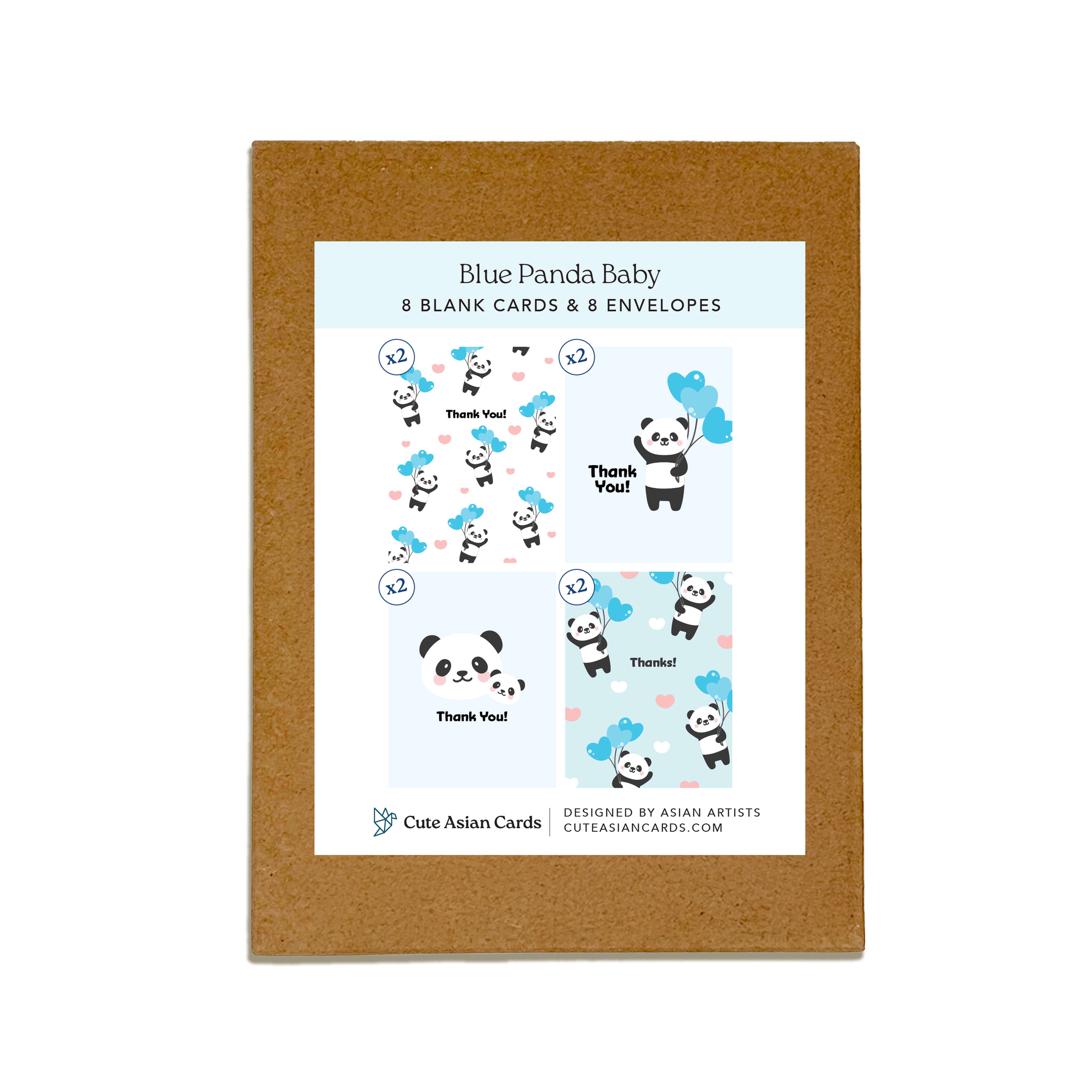 blue panda cute baby shower thank you cards assorted boxed set pack of blank notes