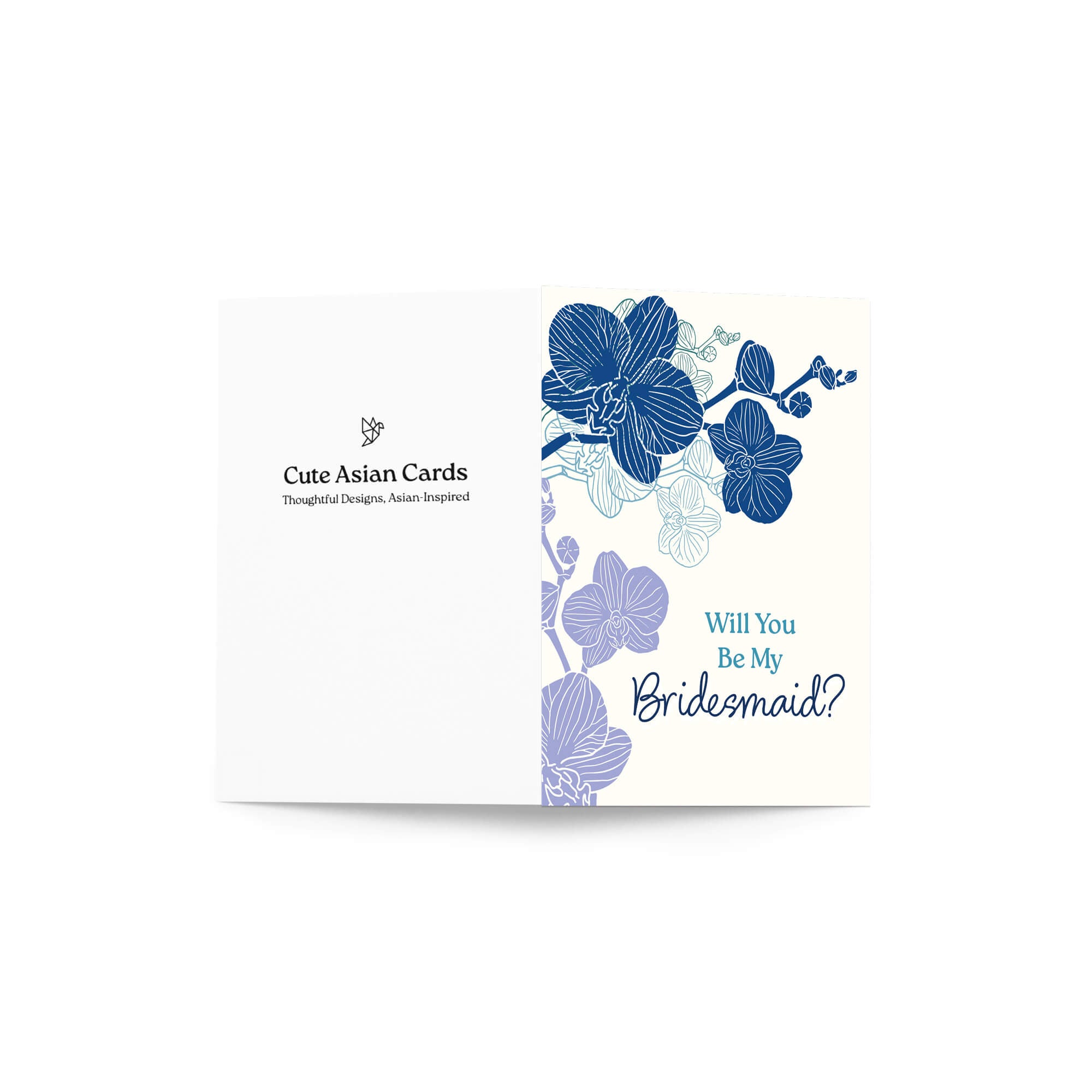 Will You Be My Bridesmaid Card | Elegant Blue Orchid Proposal Card