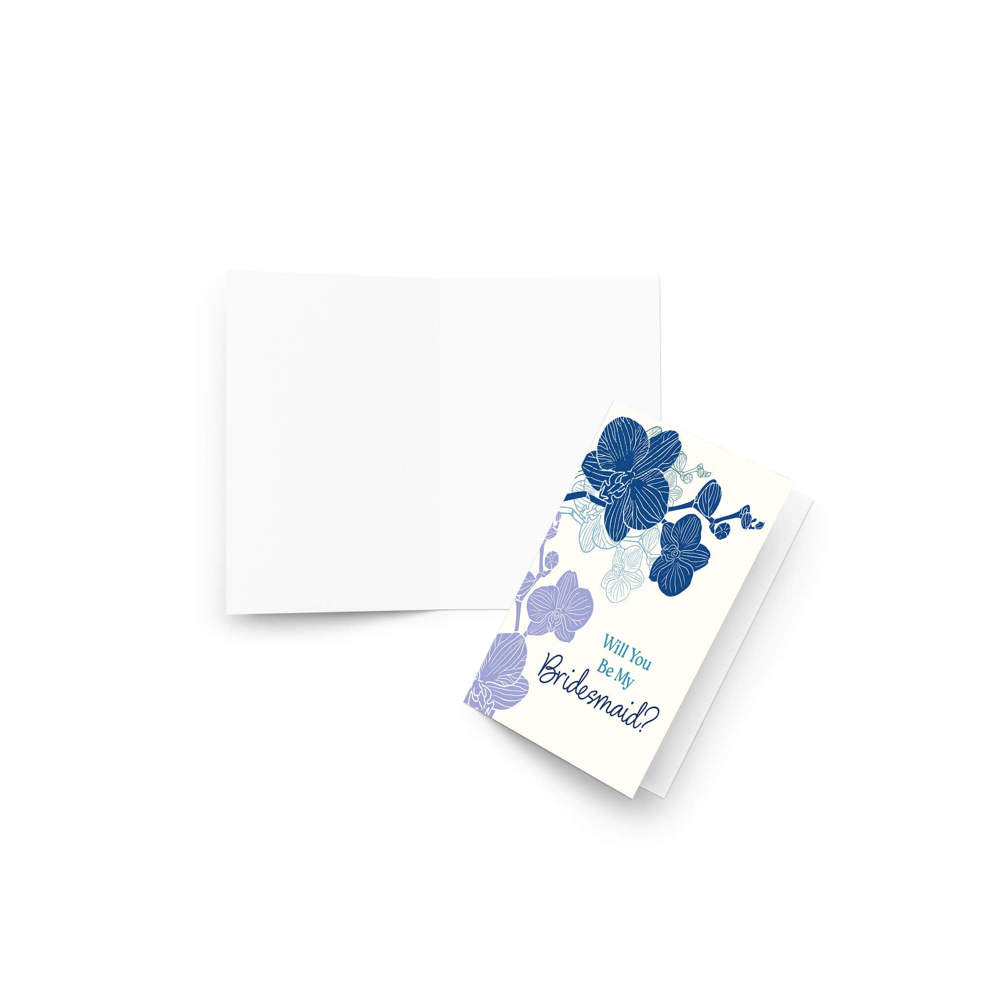 Will You Be My Bridesmaid Card | Elegant Blue Orchid Proposal Card