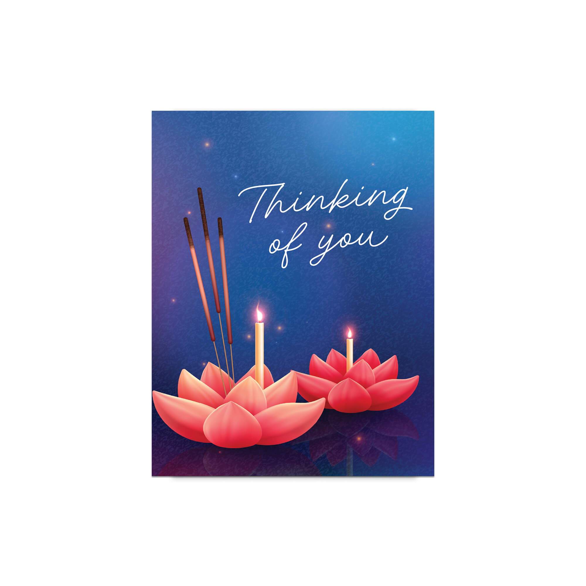 Lotus Thinking of You Sympathy Card | Incense Candle Buddhist Condolence