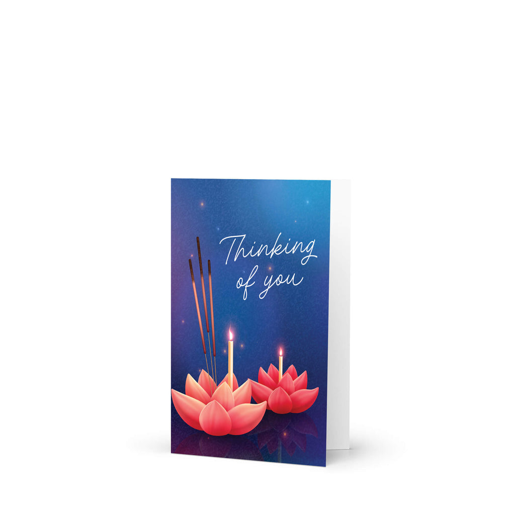 Lotus Thinking of You Sympathy Card | Incense Candle Buddhist Condolence