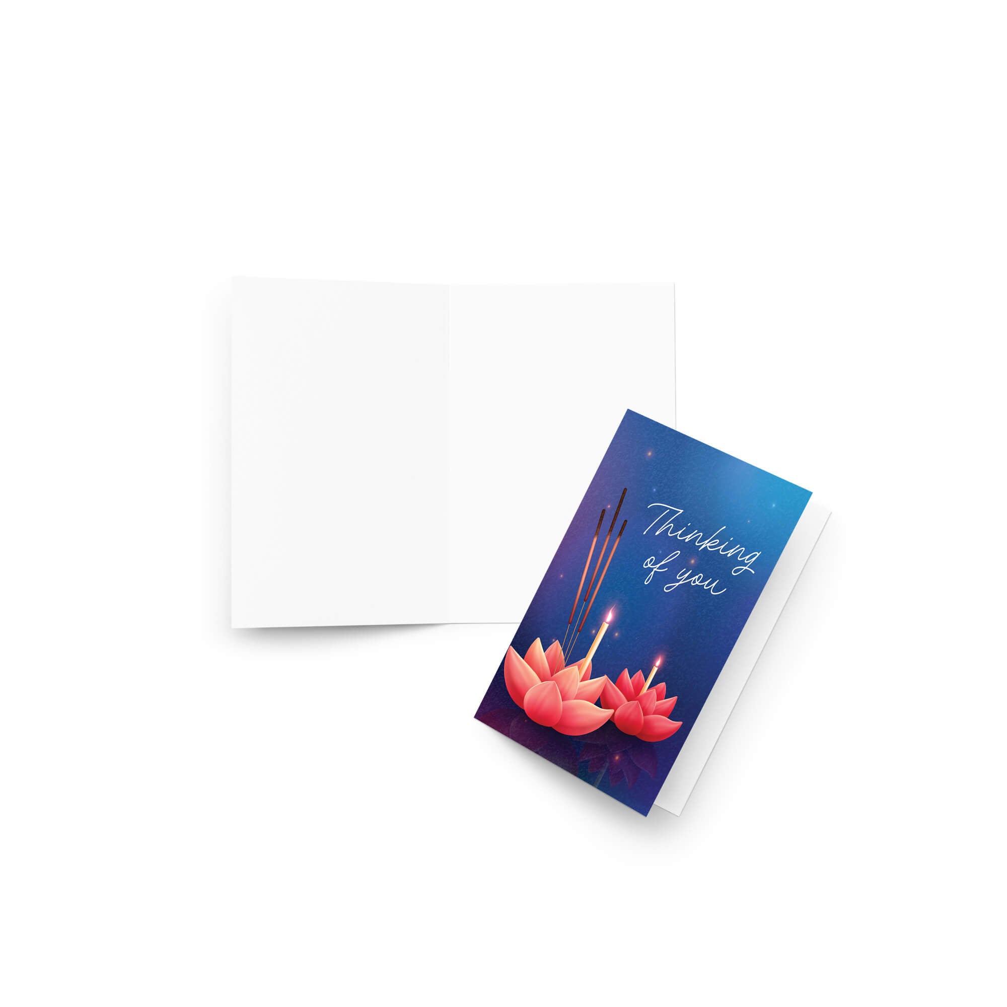 Lotus Thinking of You Sympathy Card | Incense Candle Buddhist Condolence