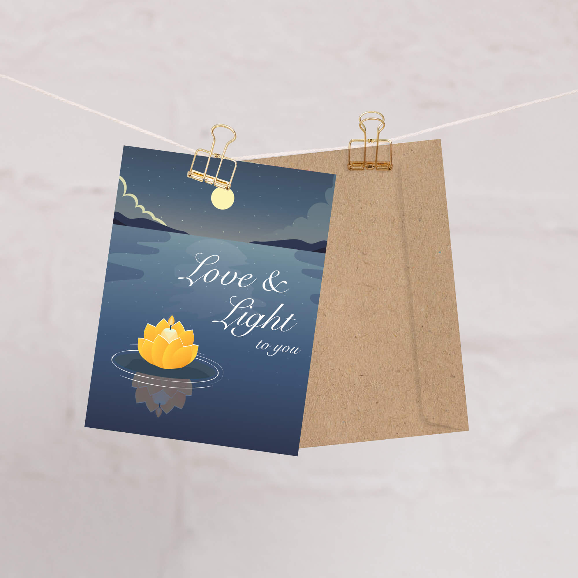 Love and Light Sympathy Card | Buddhist Hindu Moonlight Candle