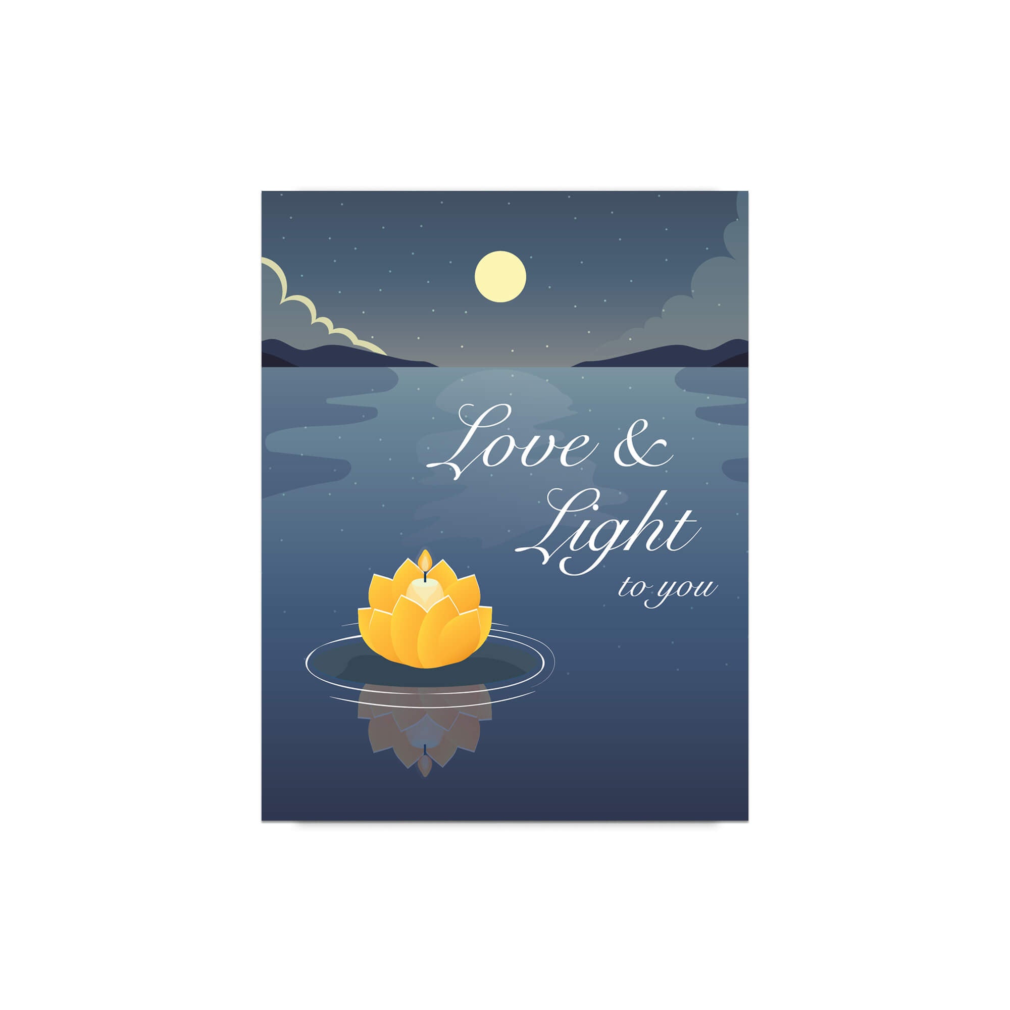 Love and Light Sympathy Card | Buddhist Hindu Moonlight Candle