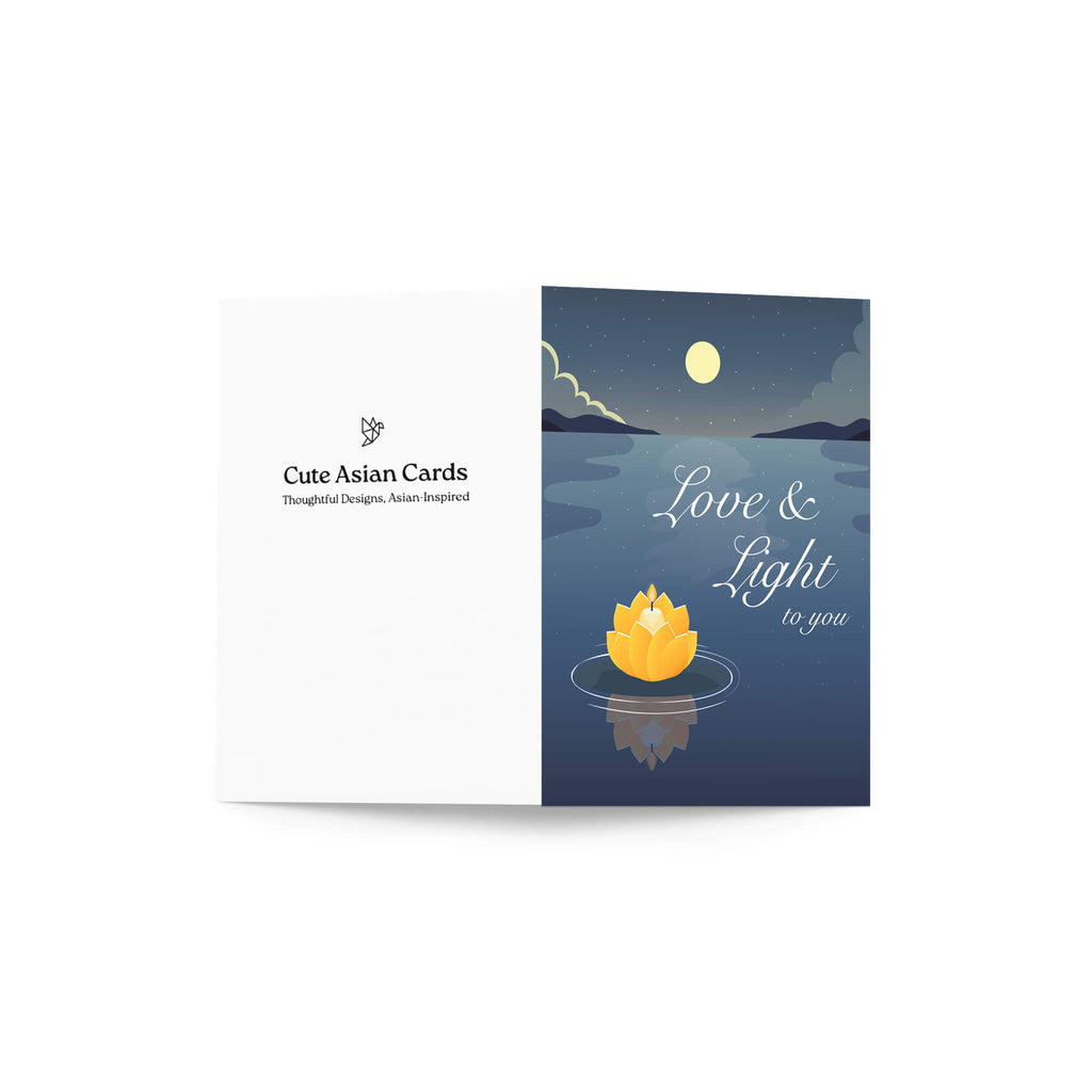 Love and Light Sympathy Card | Buddhist Hindu Moonlight Candle