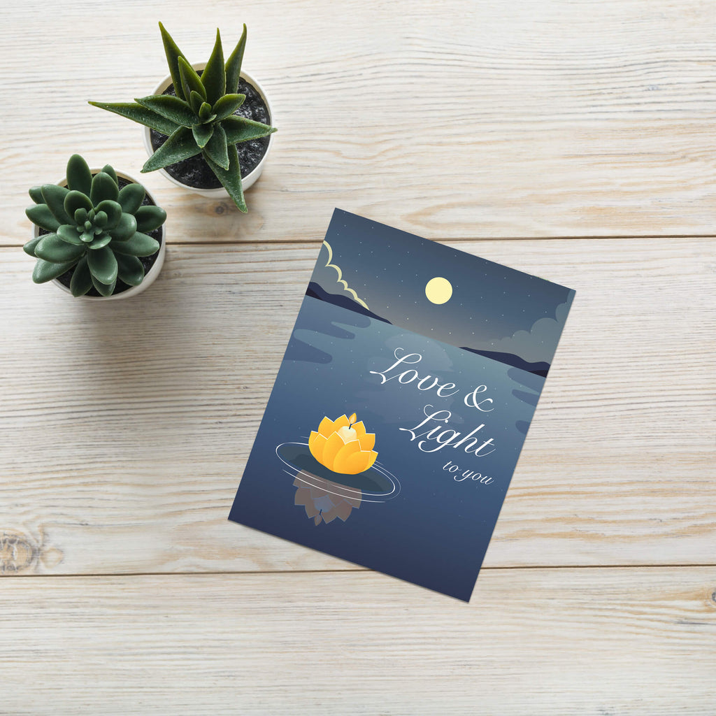 Love and Light Sympathy Card | Buddhist Hindu Moonlight Candle