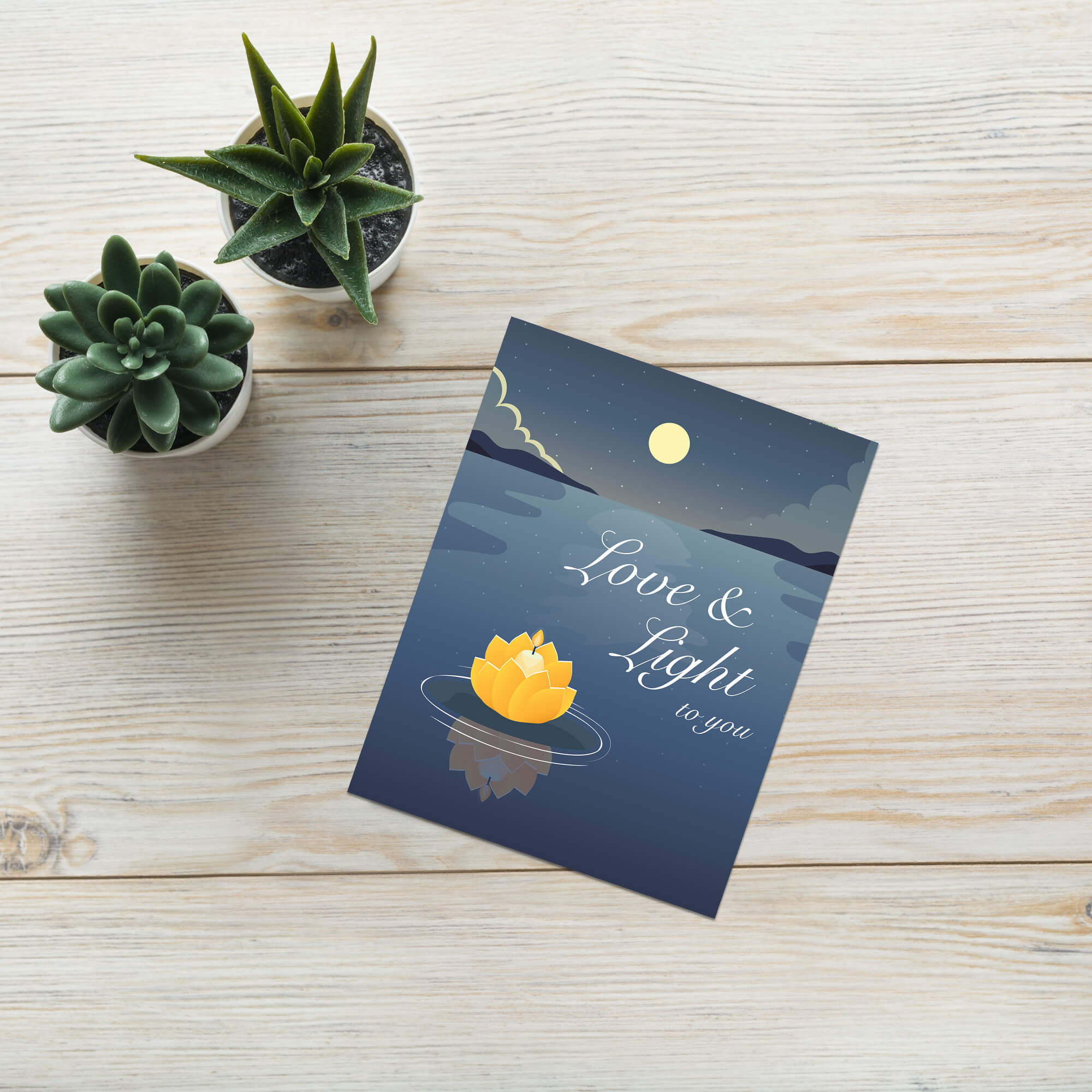 Love and Light Sympathy Card | Buddhist Hindu Moonlight Candle
