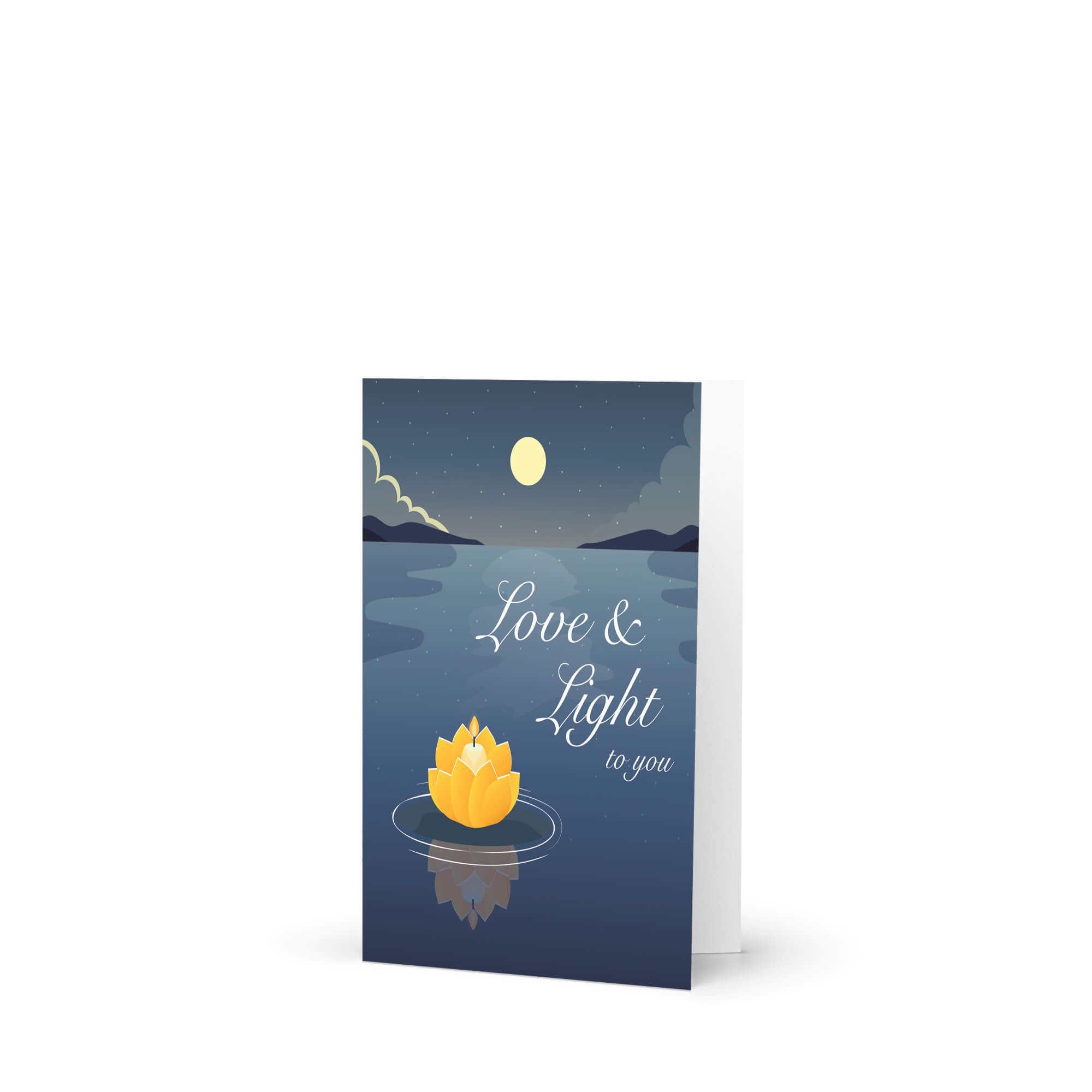 Love and Light Sympathy Card | Buddhist Hindu Moonlight Candle