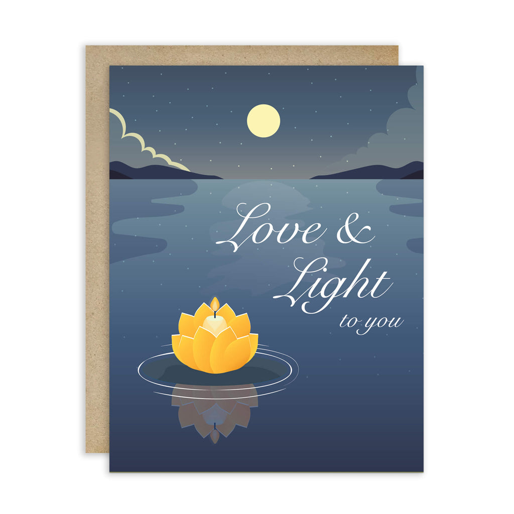 Love and Light Sympathy Card | Buddhist Hindu Moonlight Candle