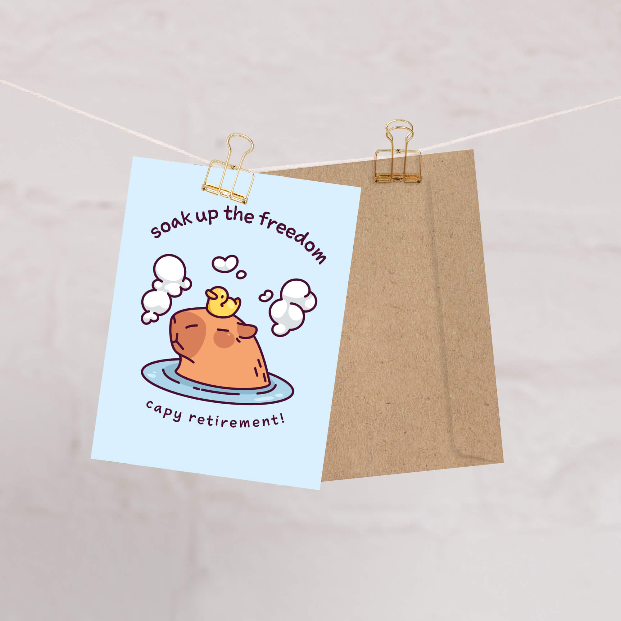 Cute Capybara Funny Retirement Greeting Card | Spa Coworker Relax