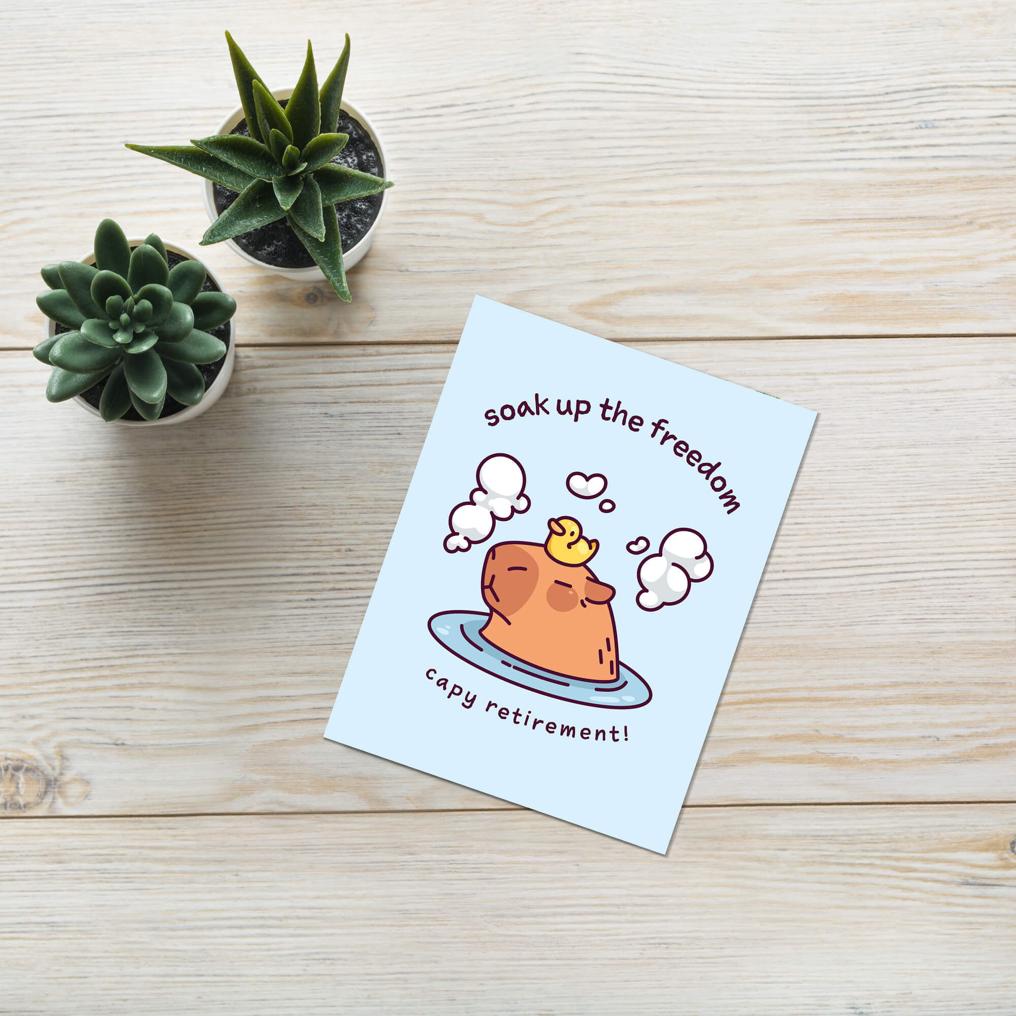 Cute Capybara Funny Retirement Greeting Card | Spa Coworker Relax