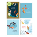 Koi Fish 8 Assorted Birthday Cards | Blue Japanese Boxed Greetings