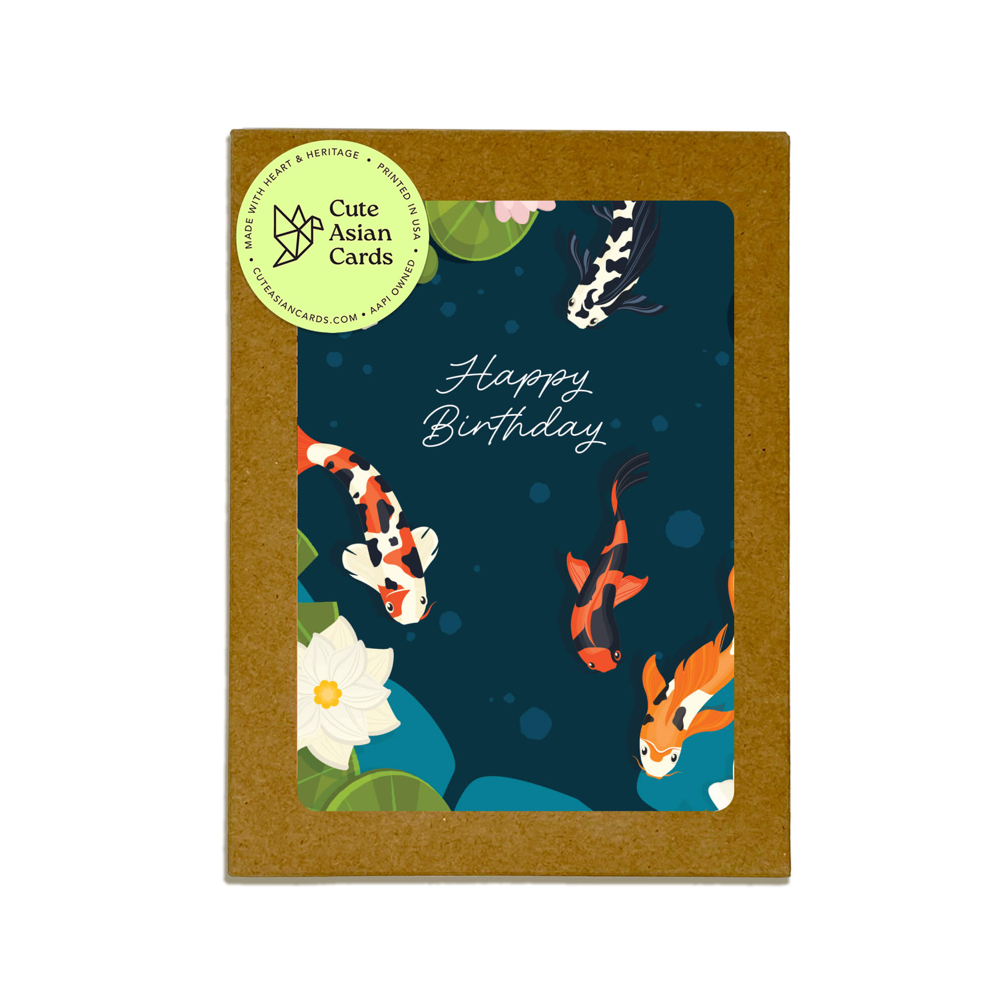Koi Fish 8 Assorted Birthday Cards | Blue Japanese Boxed Greetings