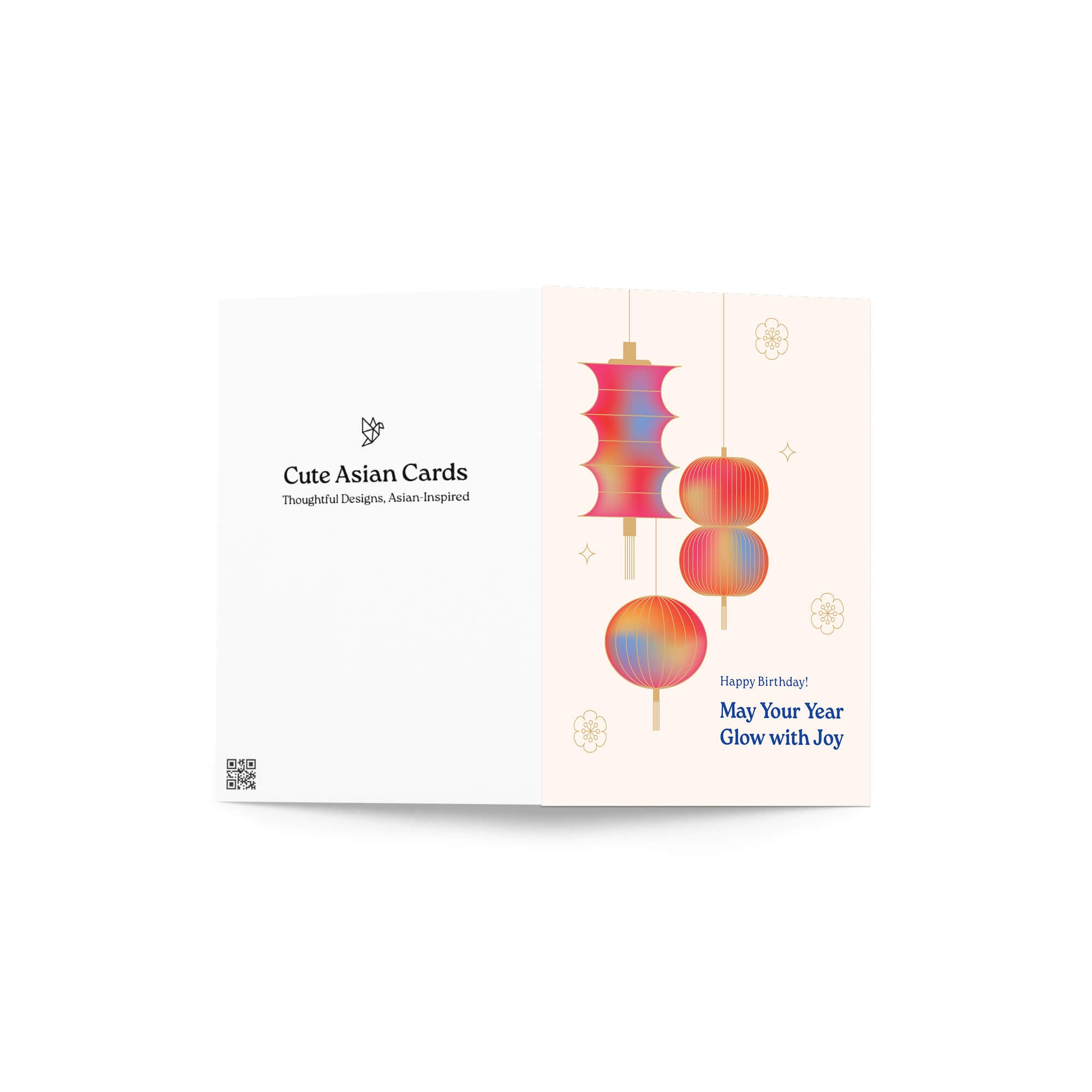 Card packaging with colorful lantern design and 'Cute Asian Cards' branding.