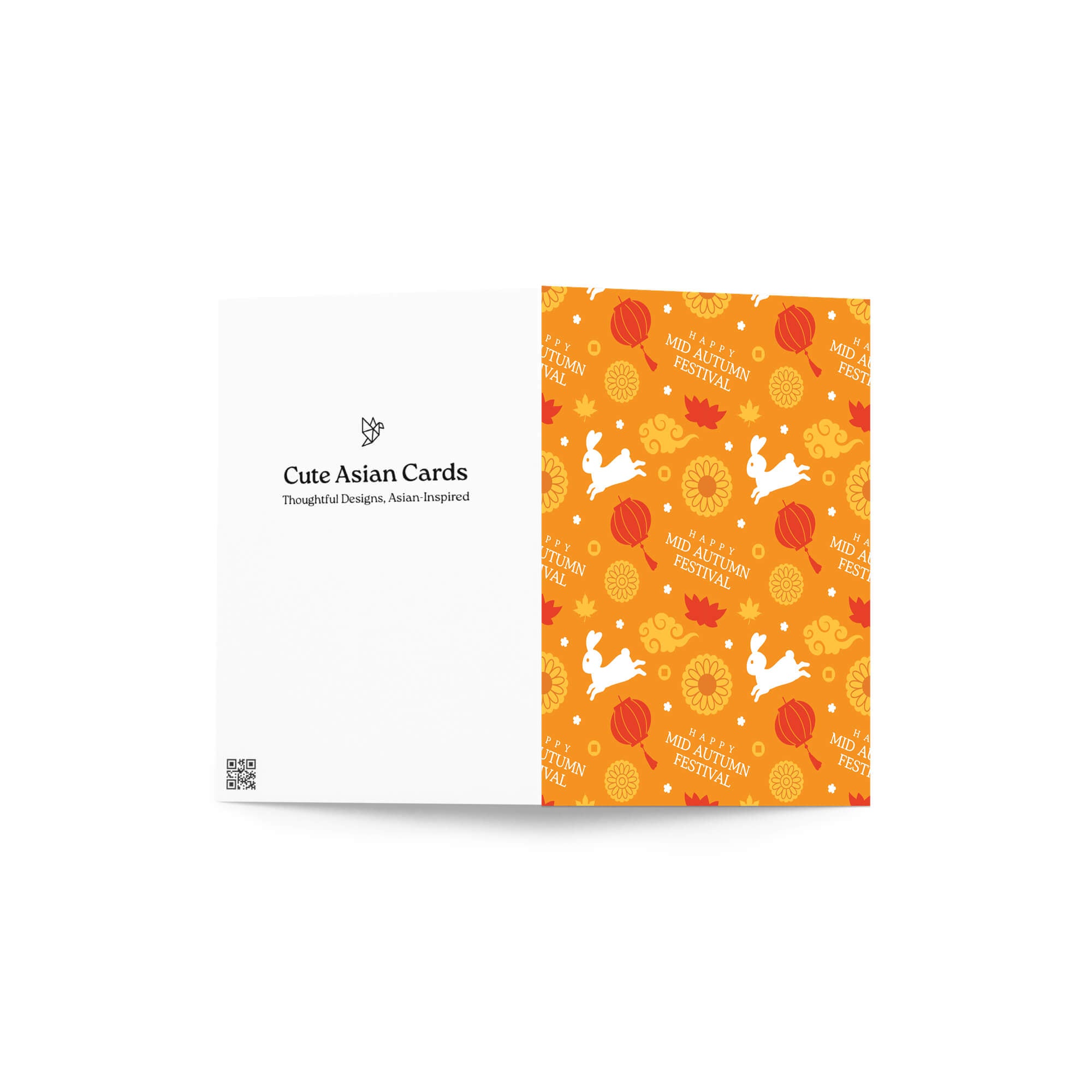Packaging of 'Cute Asian Cards' with a colorful design on an orange background.