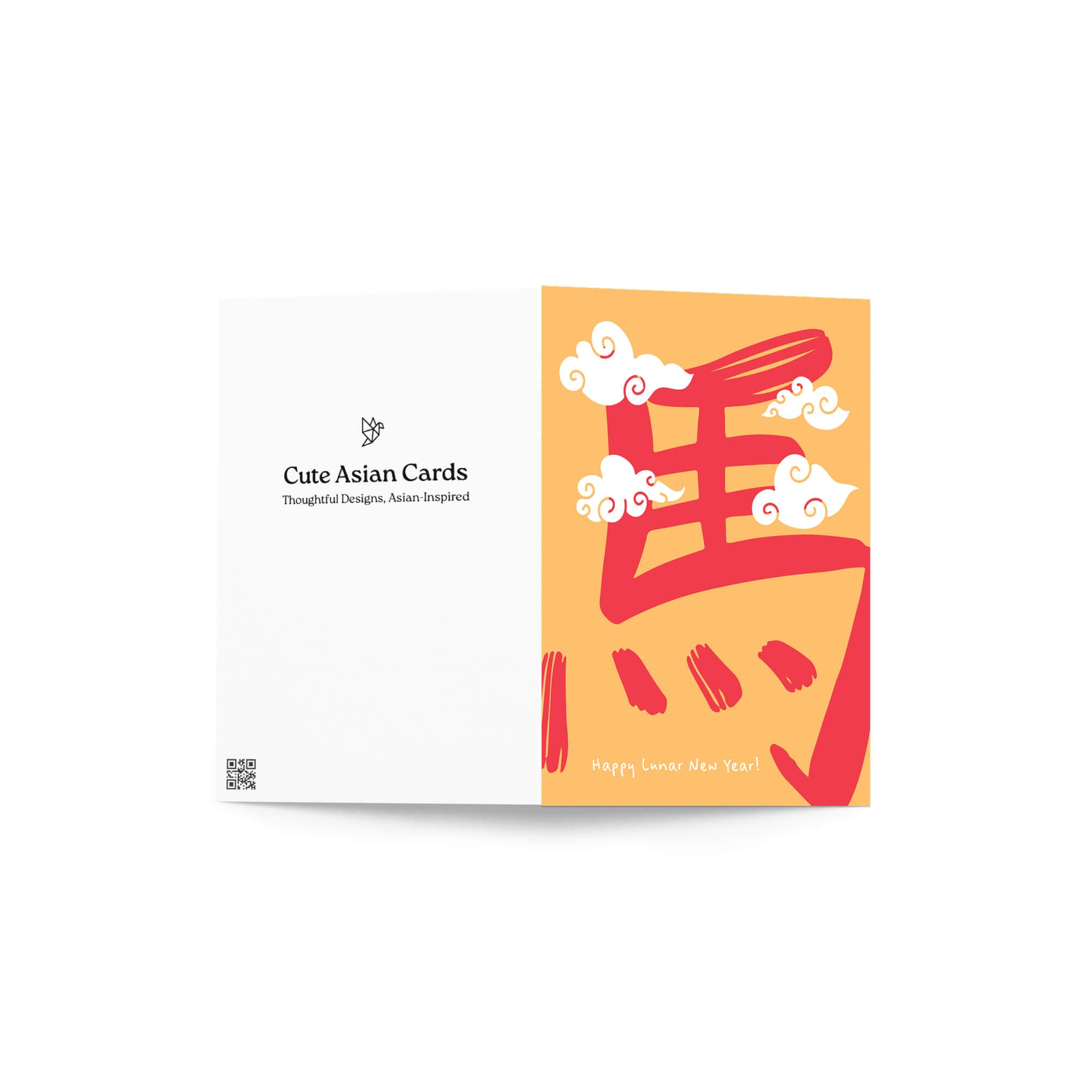Card packaging with red and yellow design and 'Cute Asian Cards' branding.