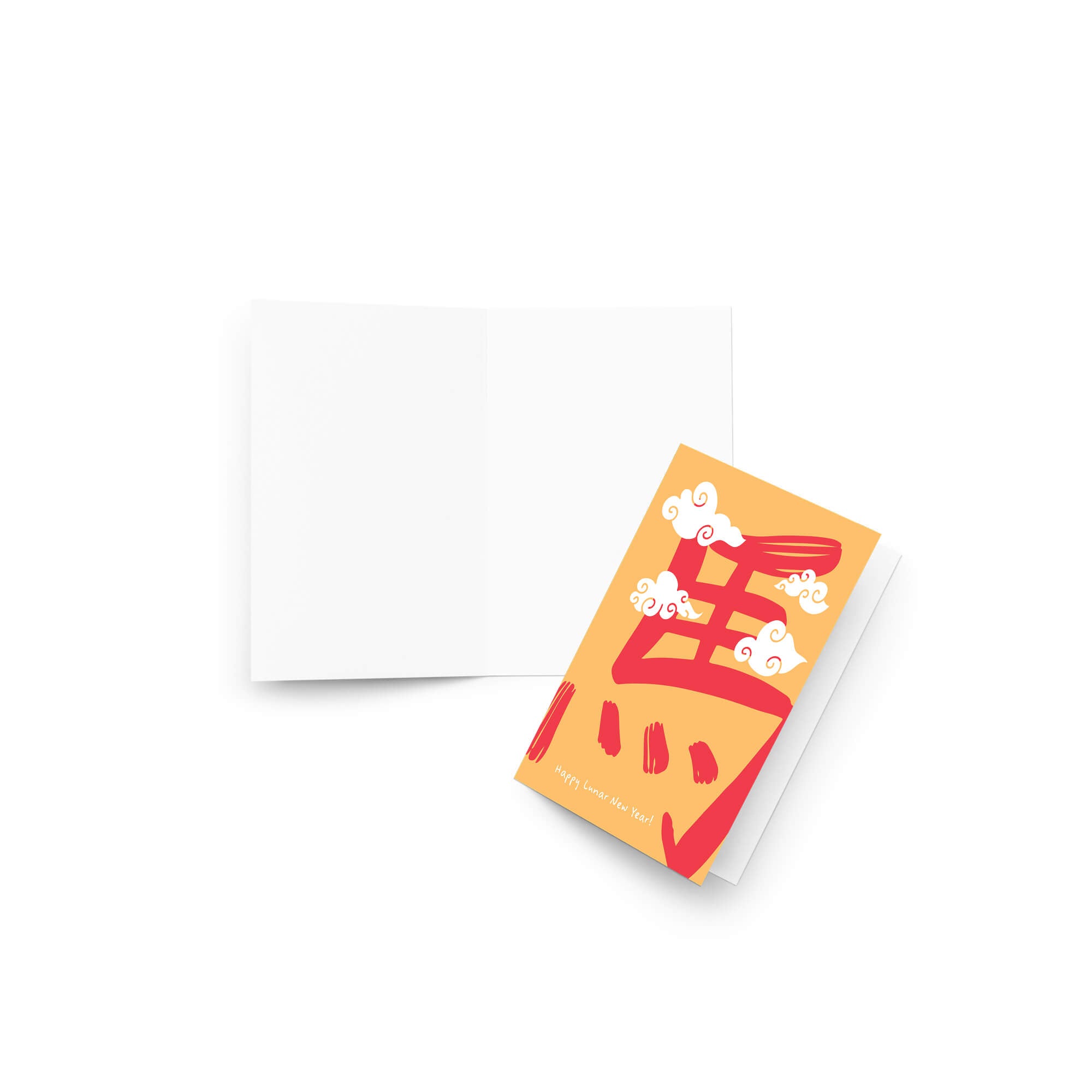 Small notebook with a red and white design on an orange background