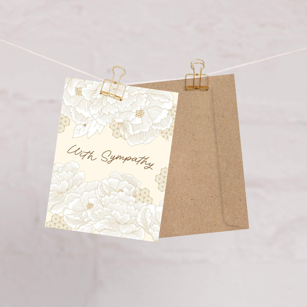 With Sympathy Card | Yellow Chrysanthemum Chinese Flower Sorry Condolence Card