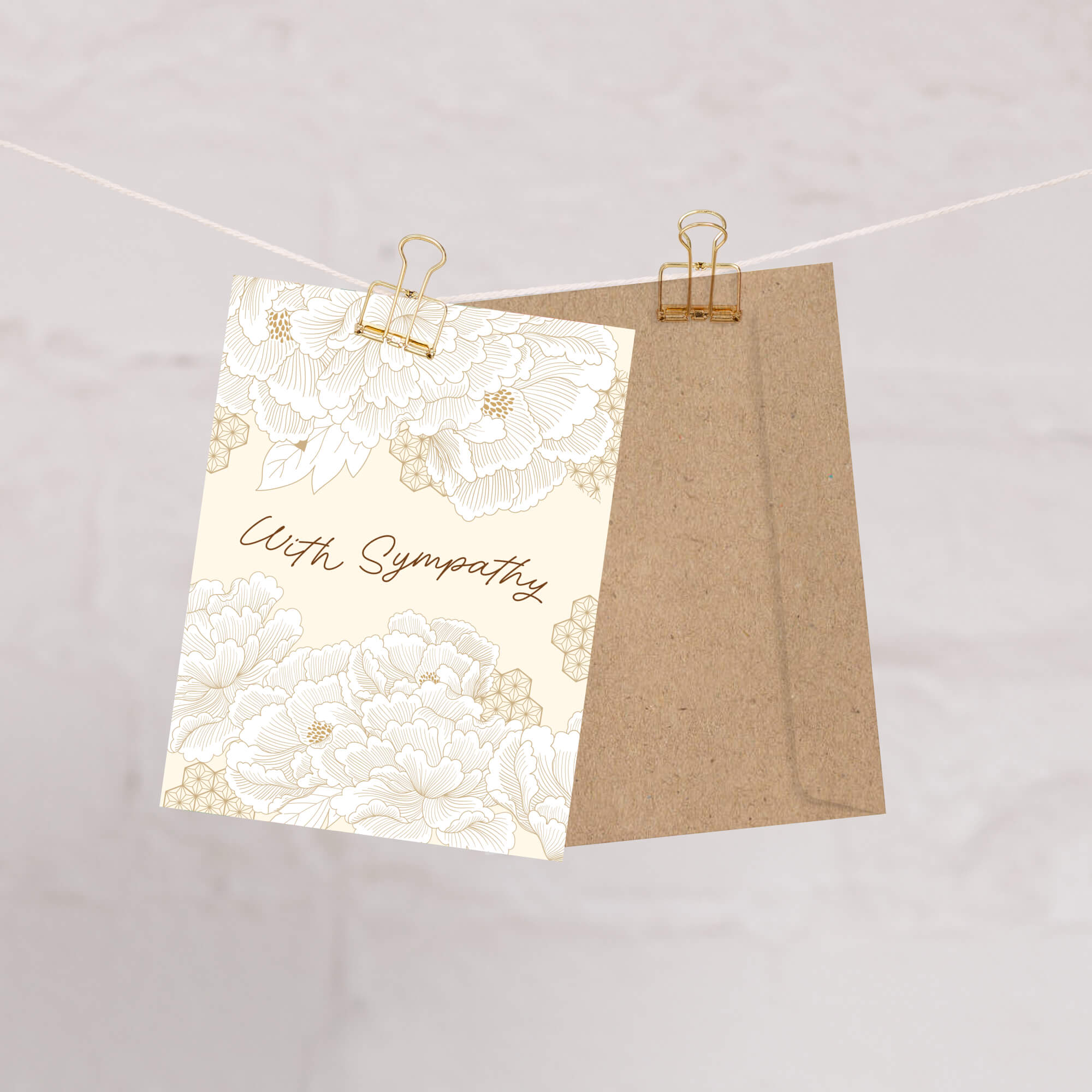 With Sympathy Card | Yellow Chrysanthemum Chinese Flower Sorry Condolence Card