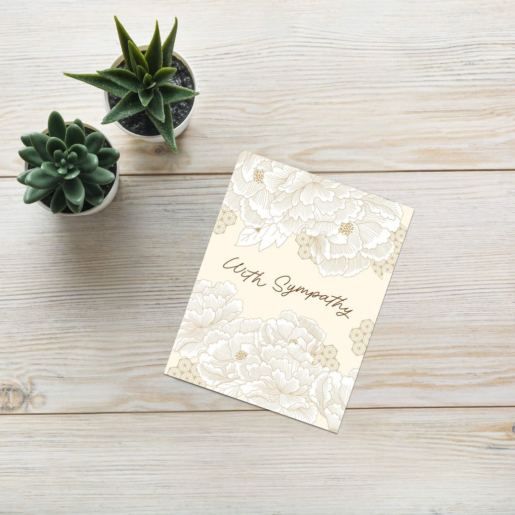 With Sympathy Card | Yellow Chrysanthemum Chinese Flower Sorry Condolence Card