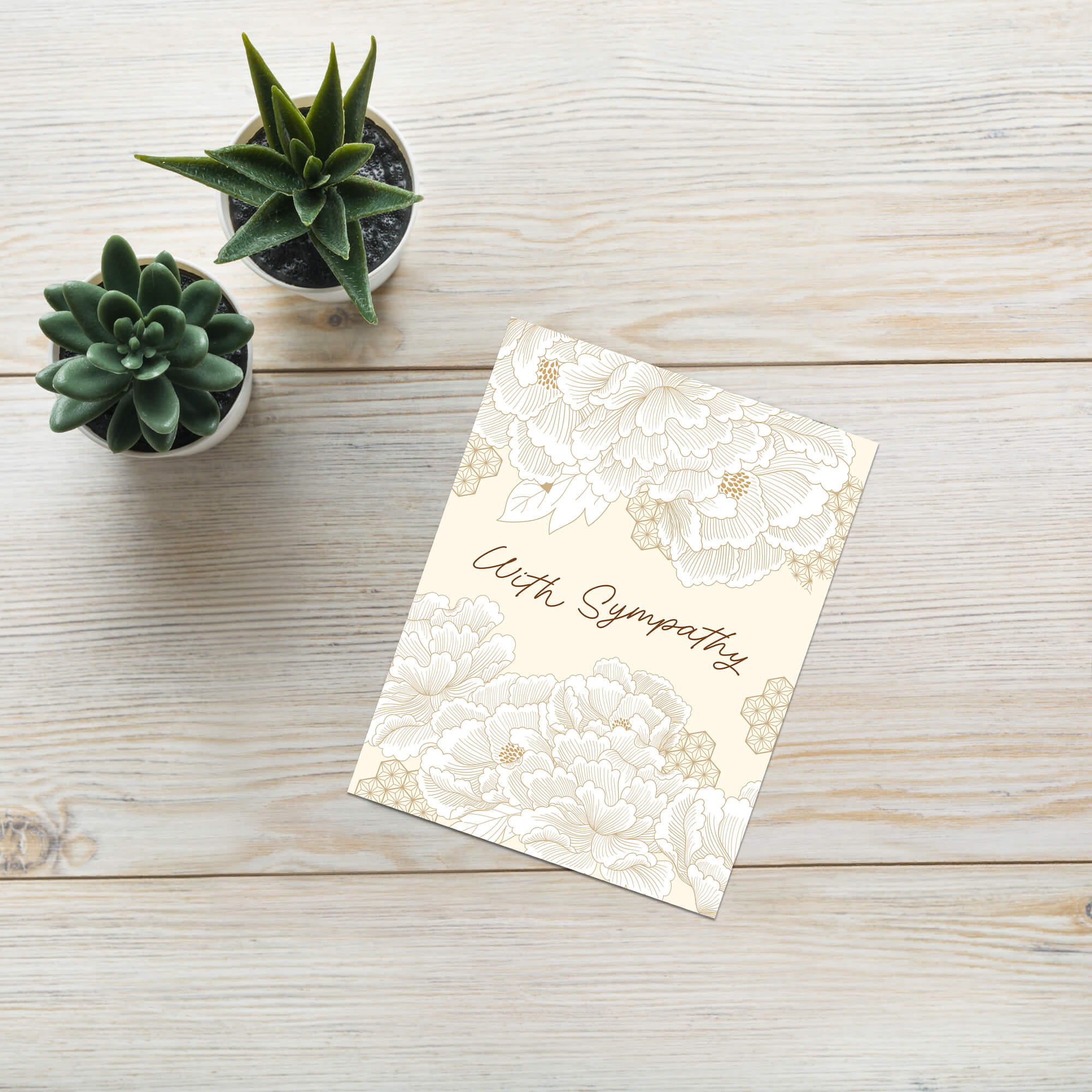 With Sympathy Card | Yellow Chrysanthemum Chinese Flower Sorry Condolence Card