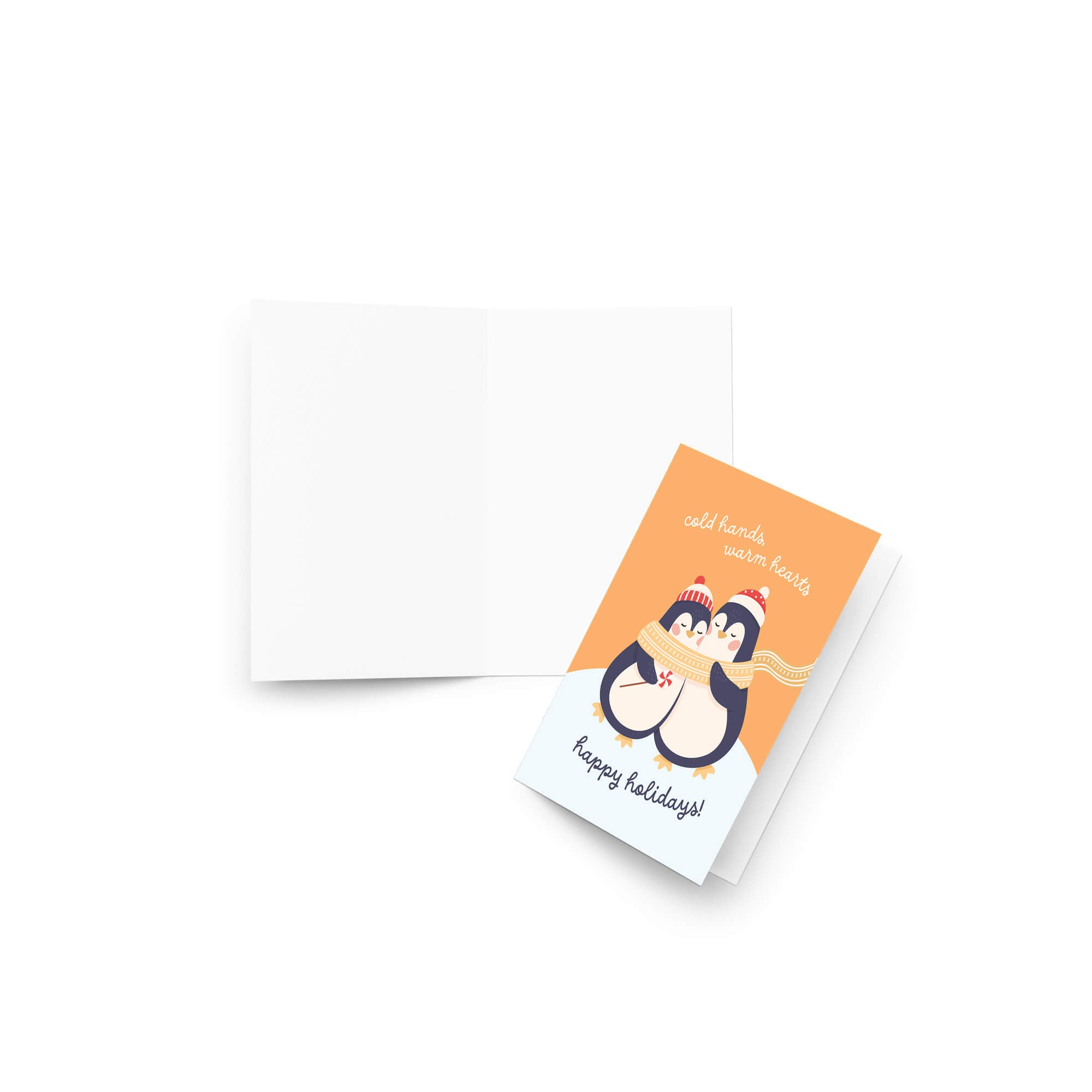 Hugging Penguins Holiday Card | Cute Merry Christmas Couple Greeting