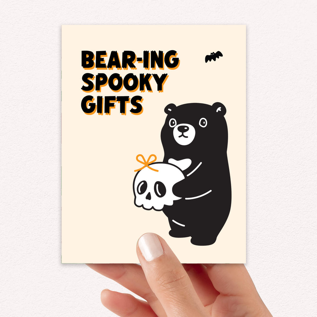 cute-halloween-cards-unique-black-bear-holding-spooky-skull-gifts-greetings-unique-funny