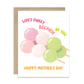 asian Greeting card with japanese dango rice ball dessert food and 'Happy Mother's Day' text on a white background