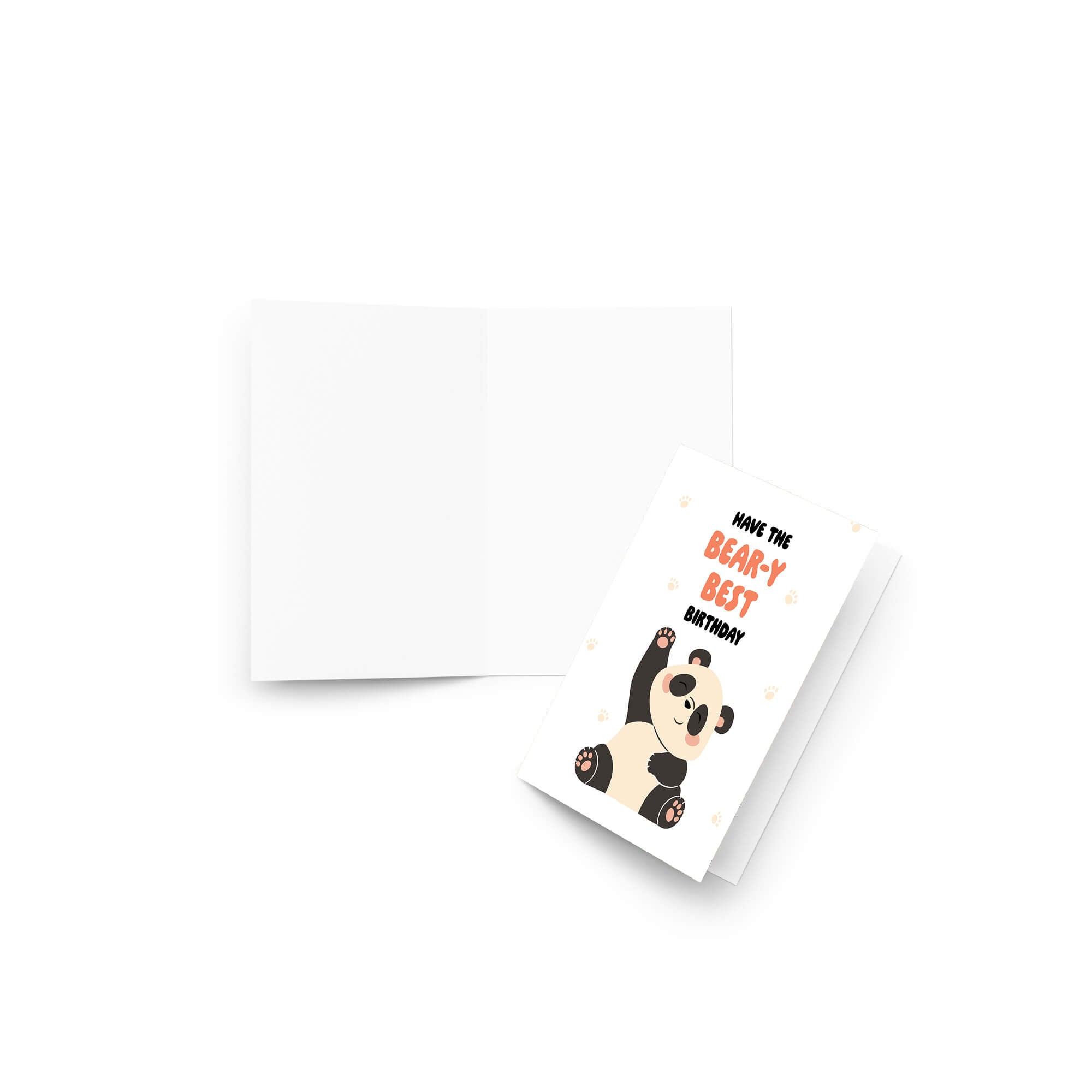 Greeting card with a panda illustration and text on a white background