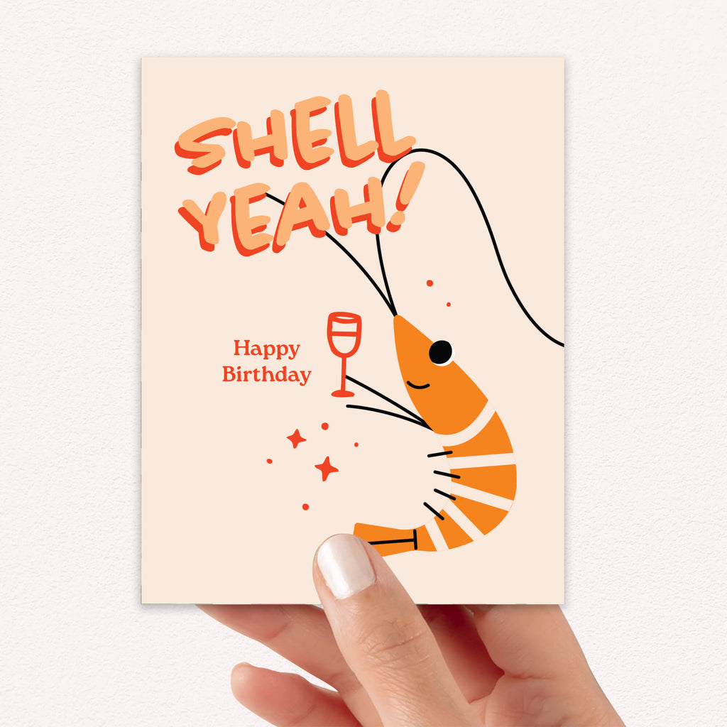 Shell Yeah Funny Birthday Card | Cute Shrimp Toast Asian Greetings