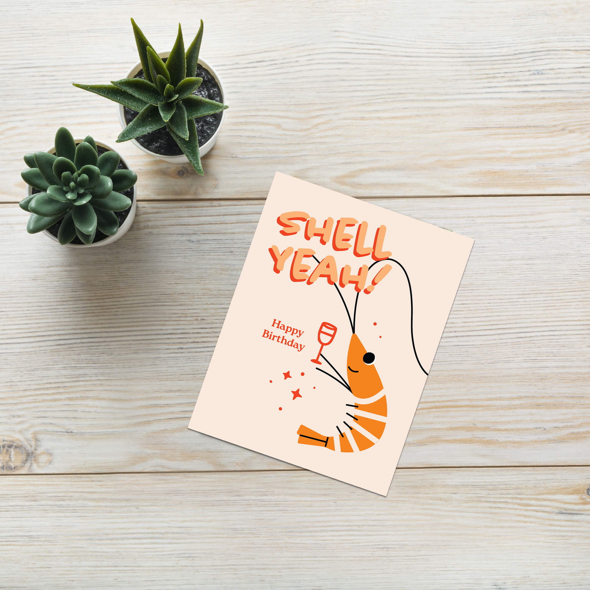 Shell Yeah Funny Birthday Card | Cute Shrimp Toast Asian Greetings